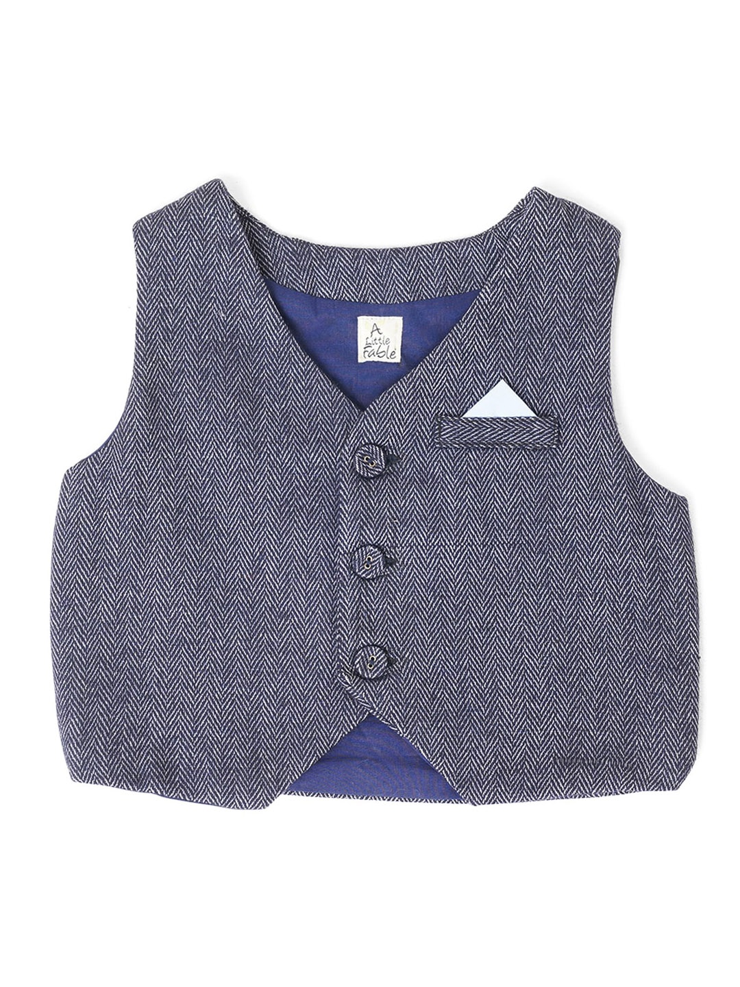 

A Little Fable Boys Grey Solid Corduroy Waistcoat