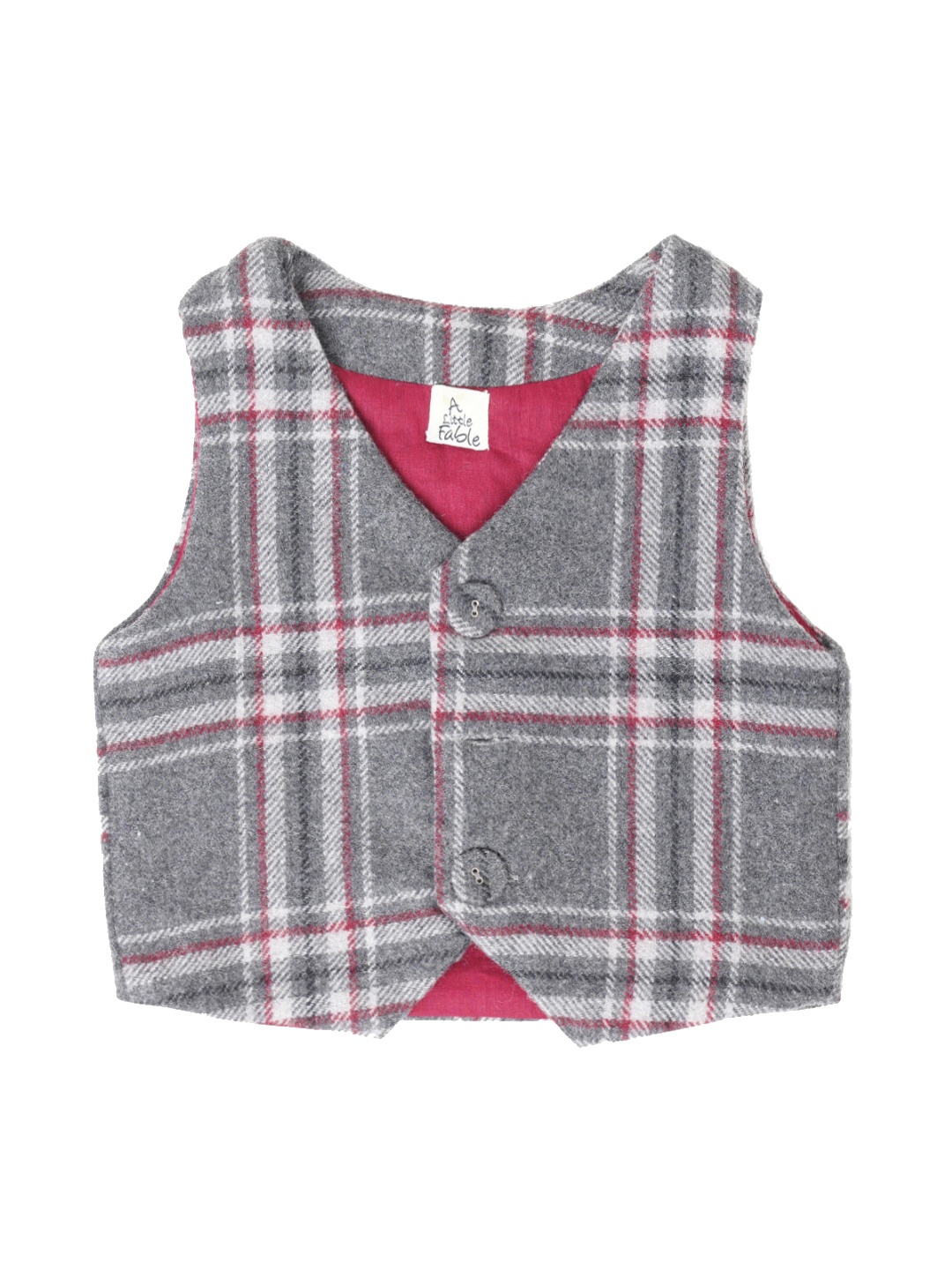 

A Little Fable Boys Grey & White Checked Corduroy Waistcoat