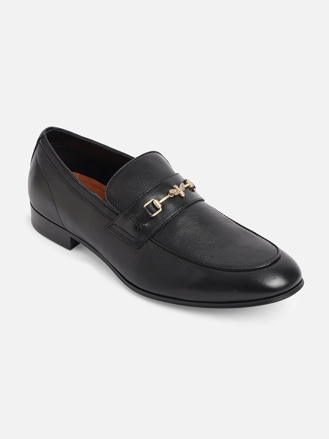 

ALDO Men Black Woven Design Leather Loafers