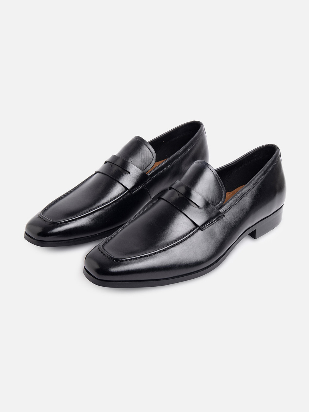 

ALDO Men Black Solid Leather Formal Loafers