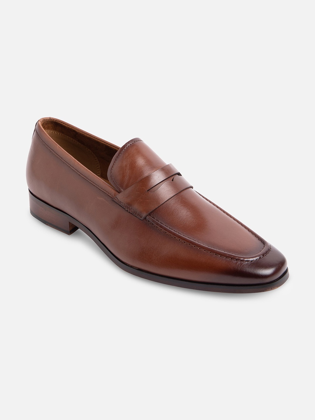 

ALDO Men Brown Solid Leather Formal Loafers