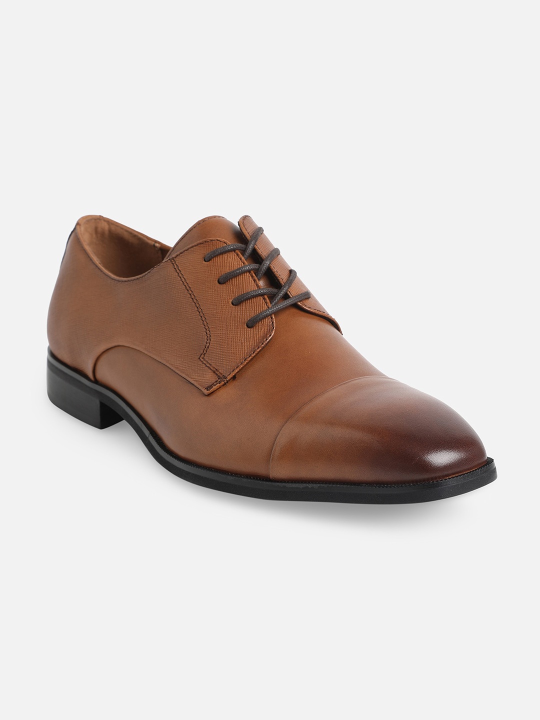 

ALDO Men Brown Solid Leather Formal Derbys