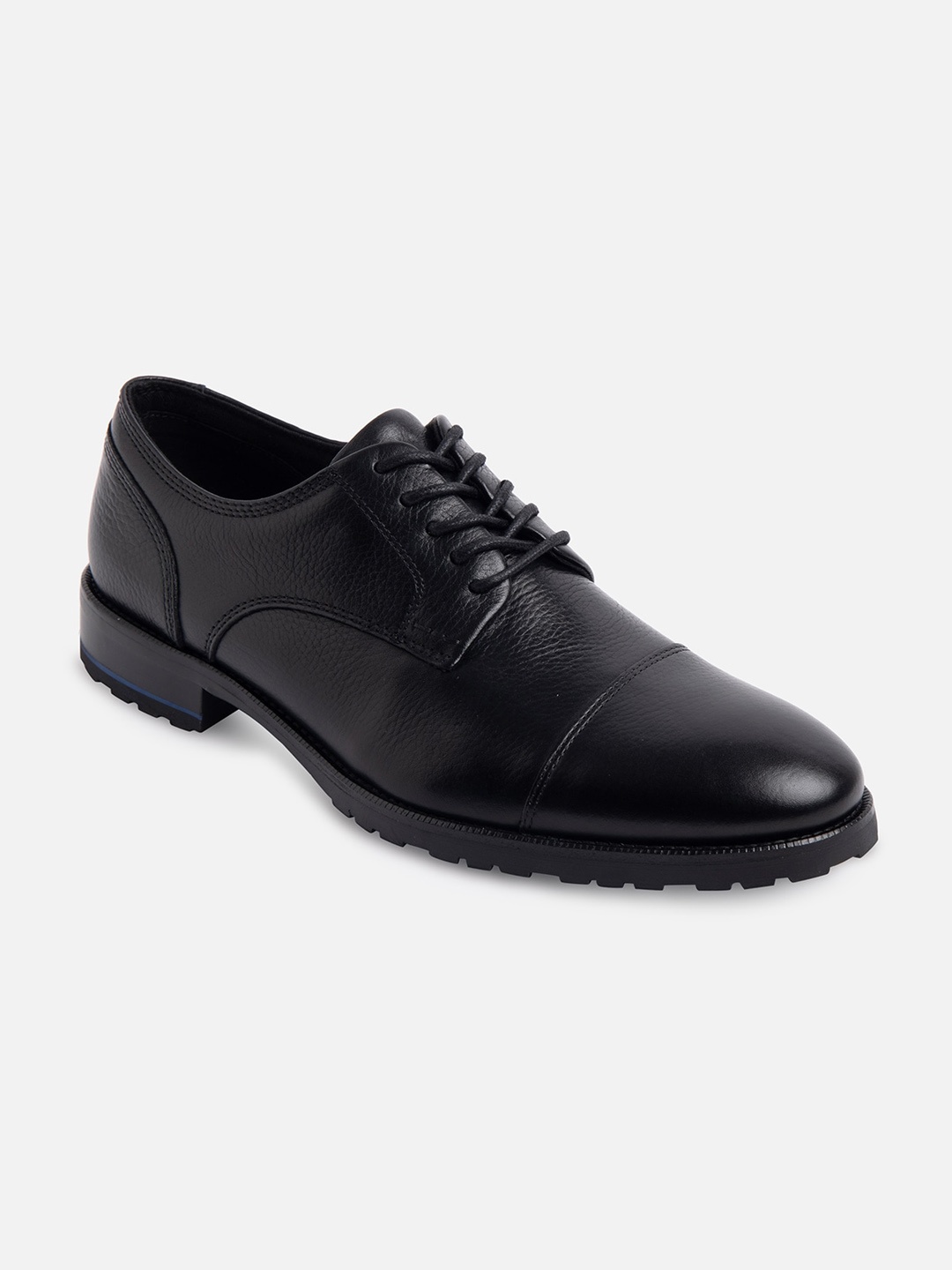 

ALDO Men Black Textured Leather Formal Derbys