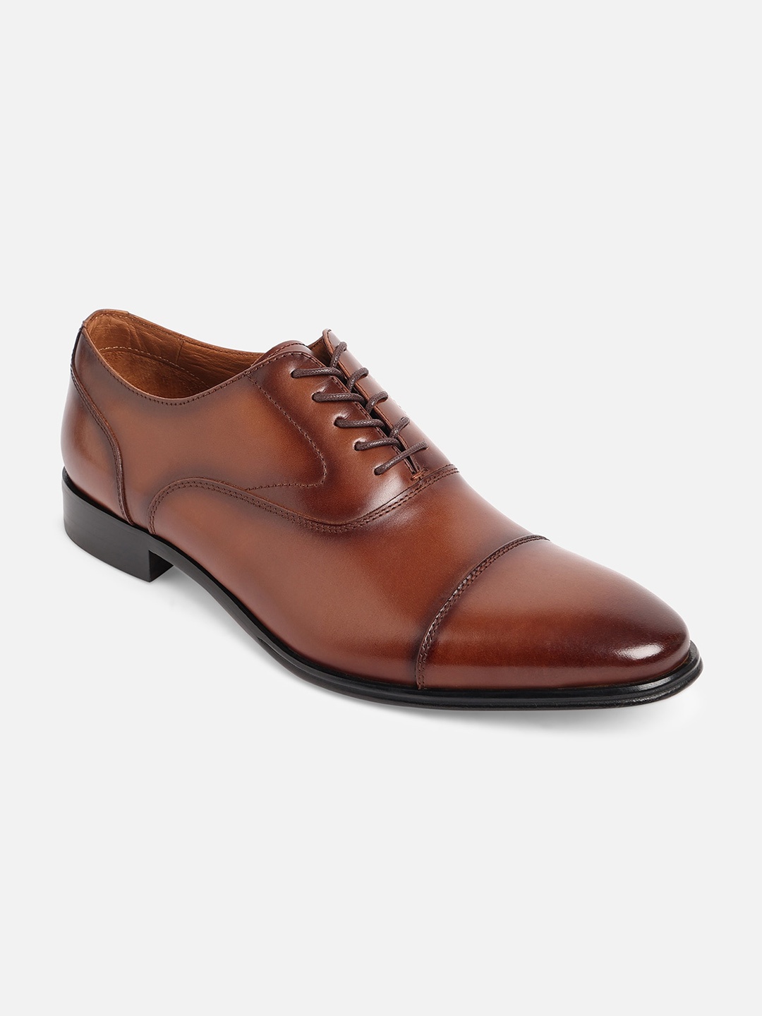 

ALDO Men Brown Solid Leather Formal Oxfords