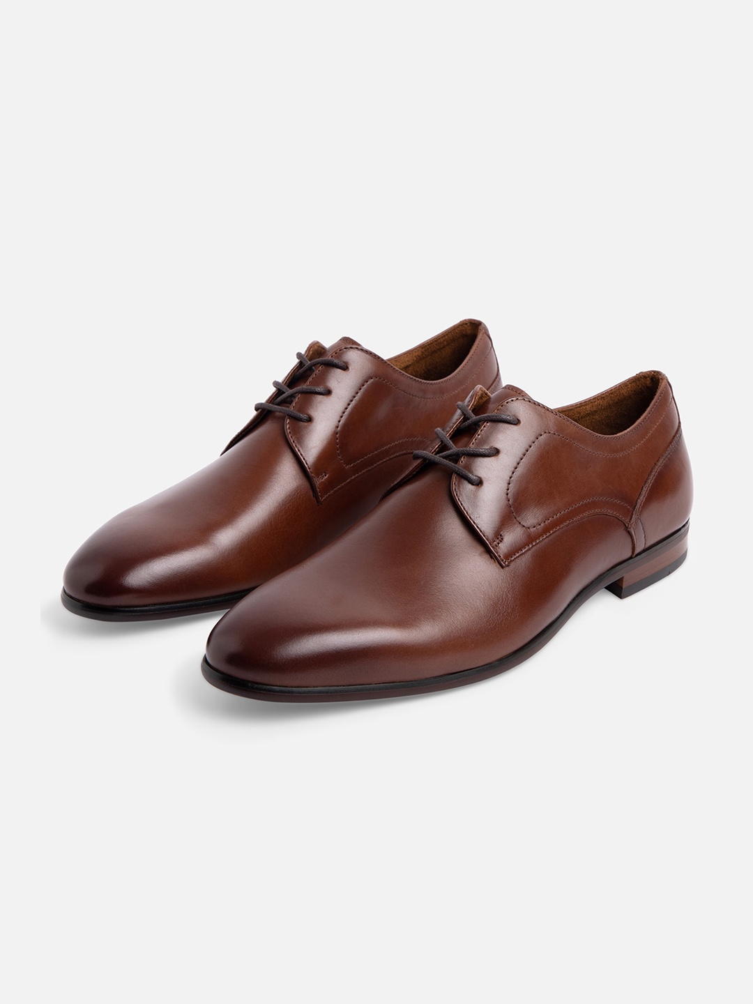 

ALDO Men Brown Solid Leather Formal Derbys
