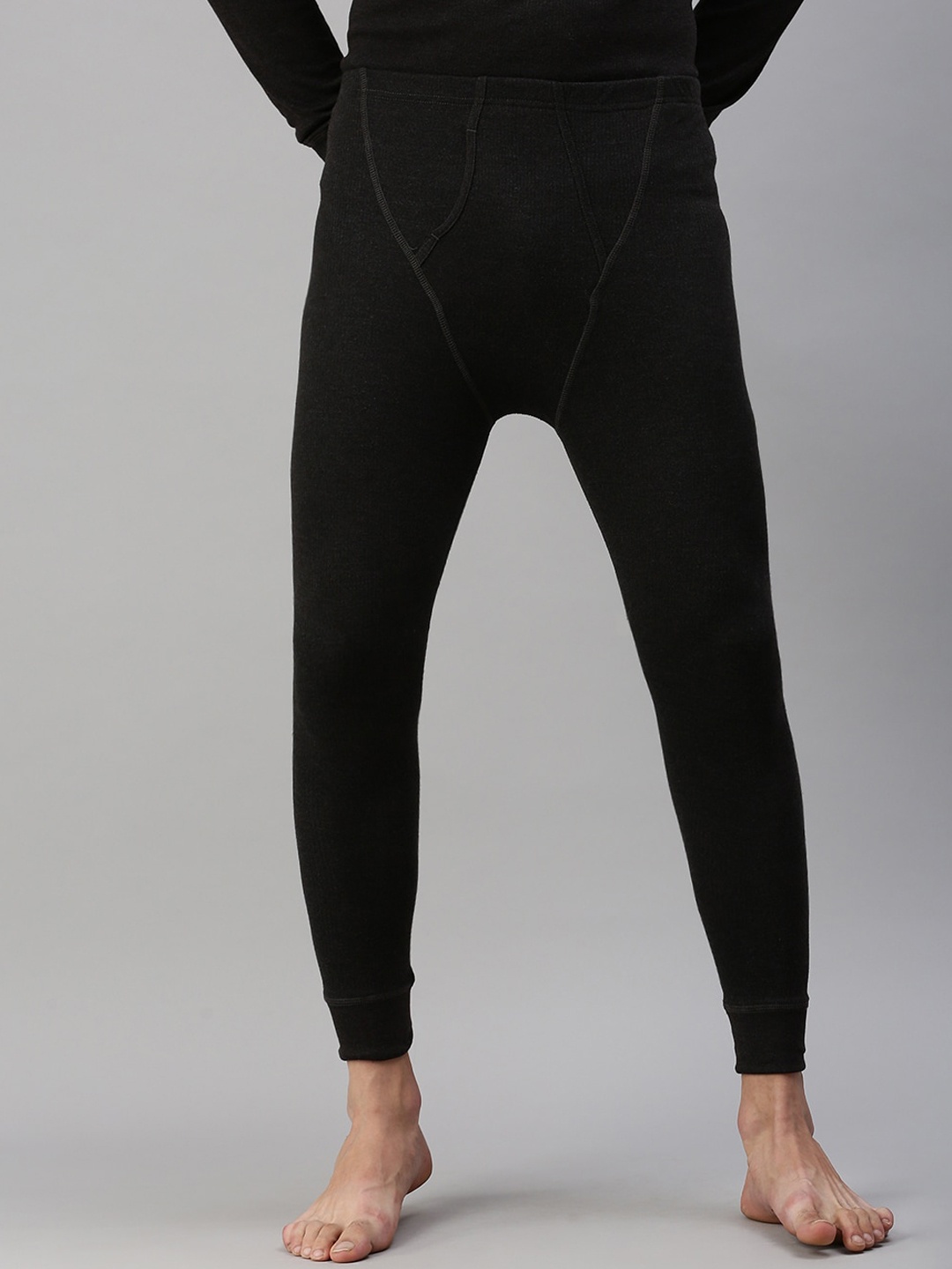 

one8 by Virat Kohli Men Charcoal Black Cotton Thermal Bottoms