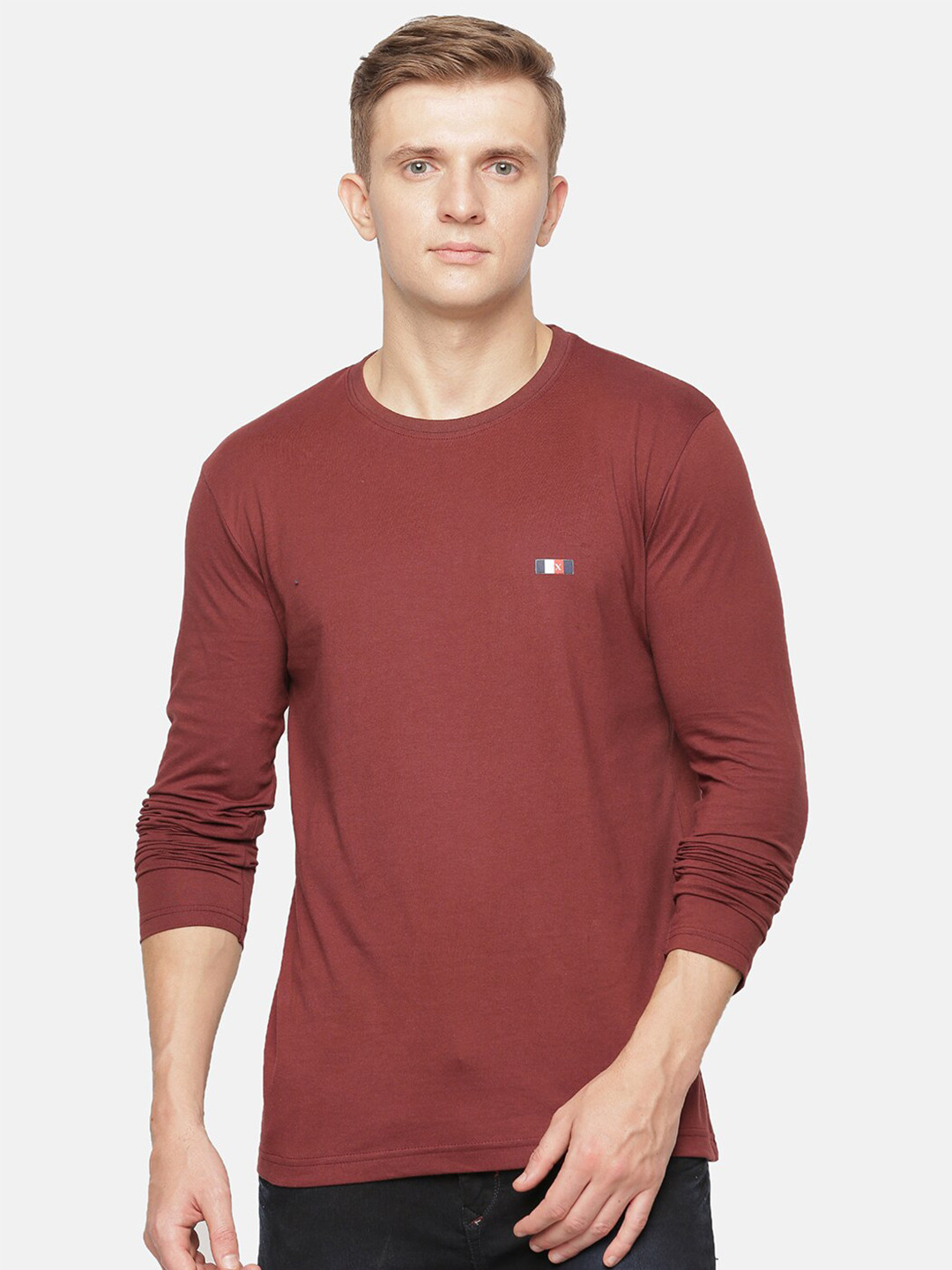 

ACTIMAXX Men Maroon Solid Cotton T-shirt