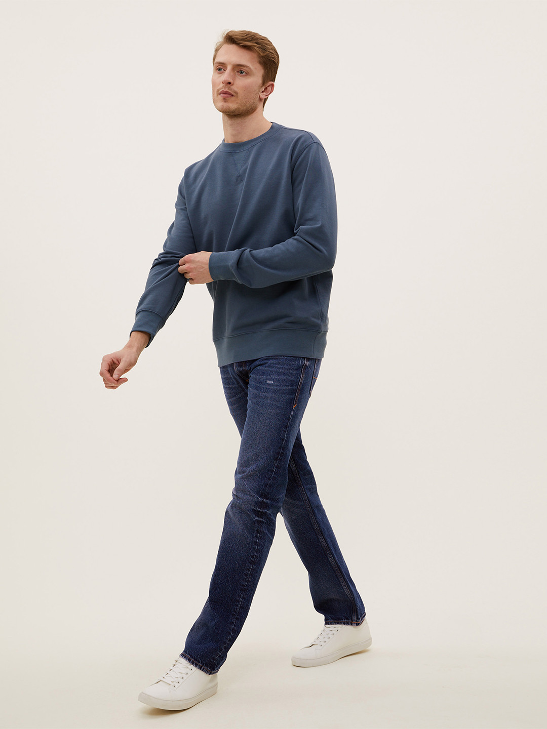 

Marks & Spencer Men Blue Low Distress Light Fade Jeans