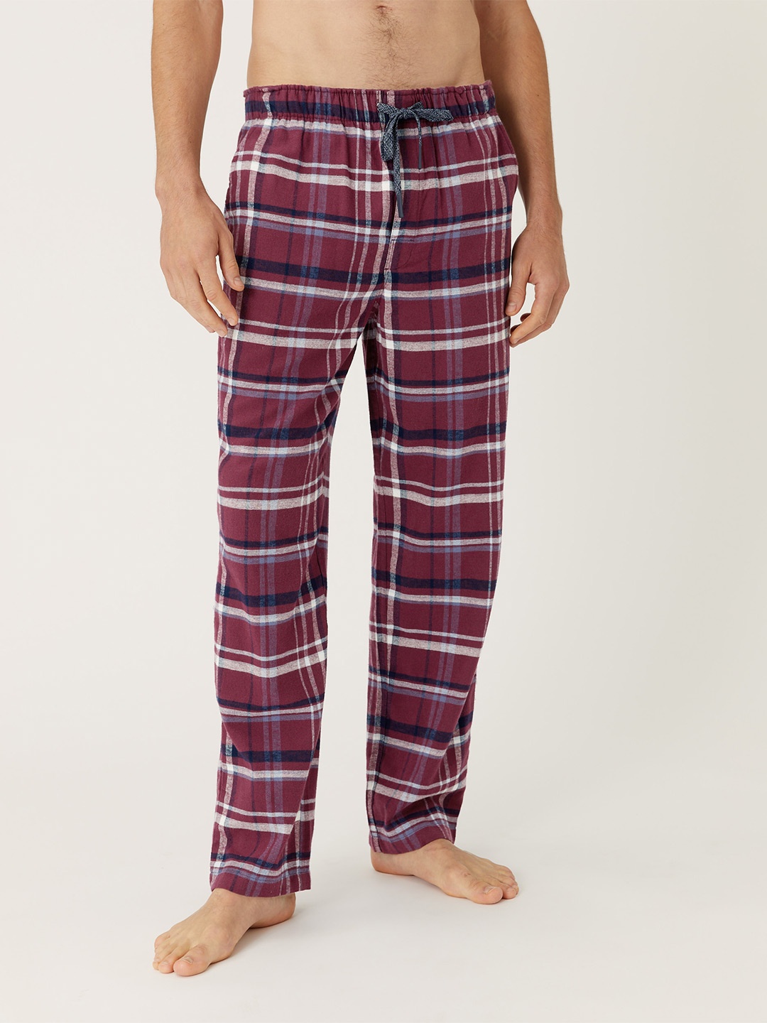 

Marks & Spencer Men Burgundy Checked Lounge Pants