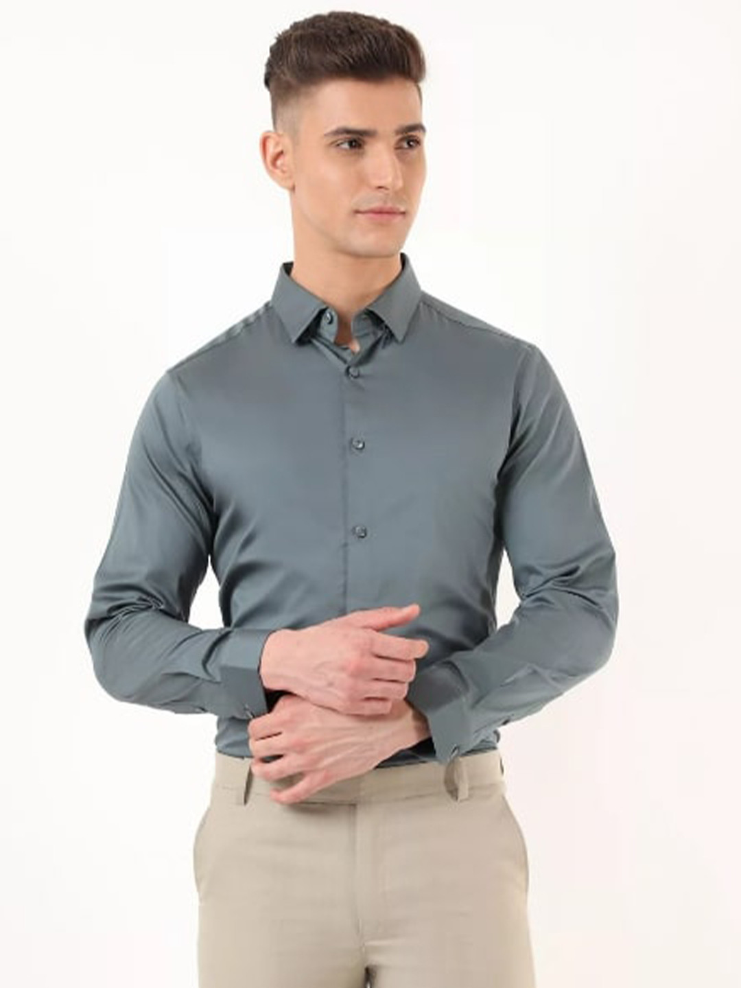 

Marks & Spencer Men Grey Formal Shirt