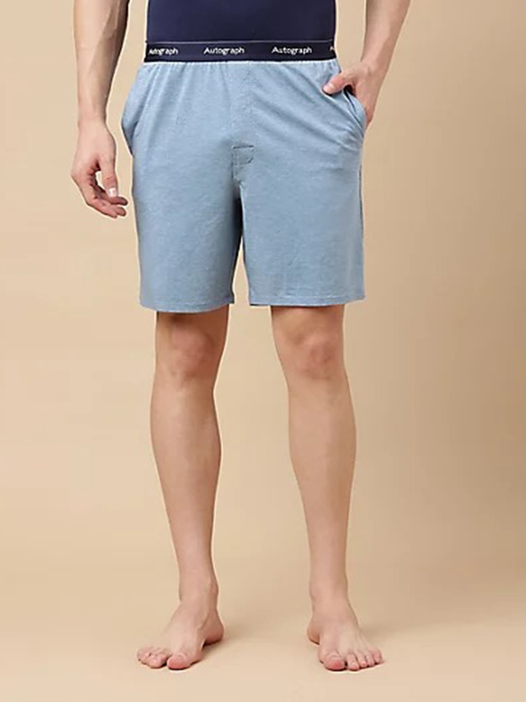 

Marks & Spencer Men Blue High-Rise Lounge Shorts