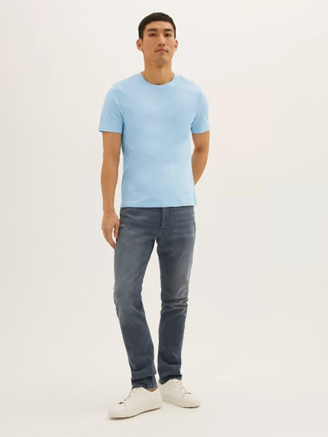 

Marks & Spencer Men Blue High Neck T-shirt