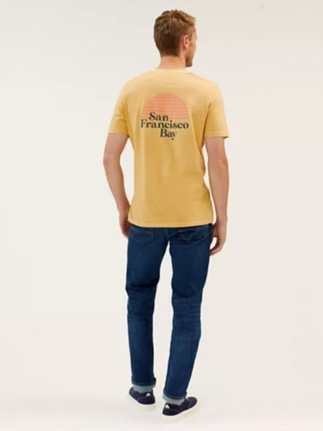 

Marks & Spencer Men Yellow Mandarin Collar Applique T-shirt