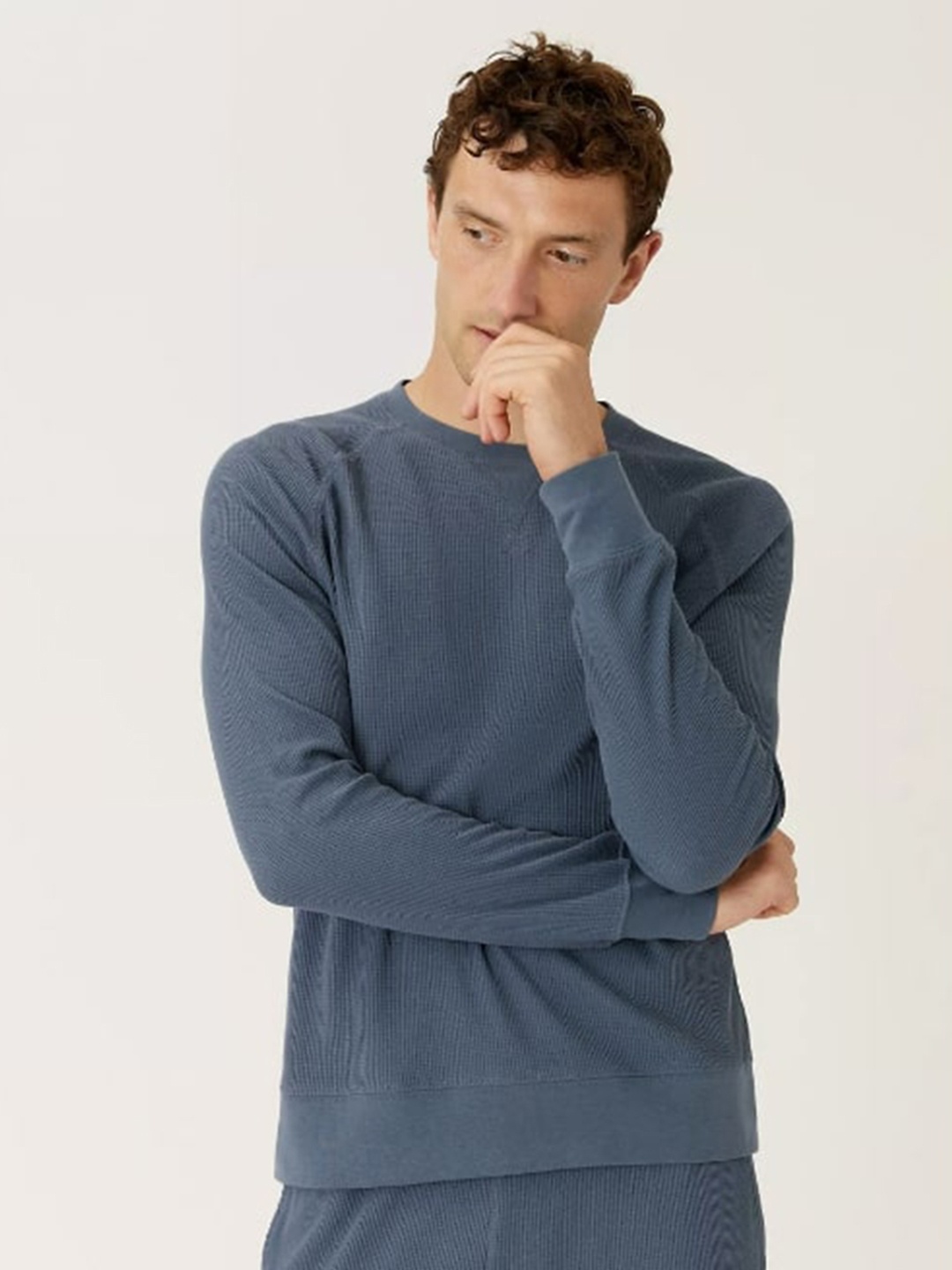 

Marks & Spencer Men Blue Cotton T-shirt