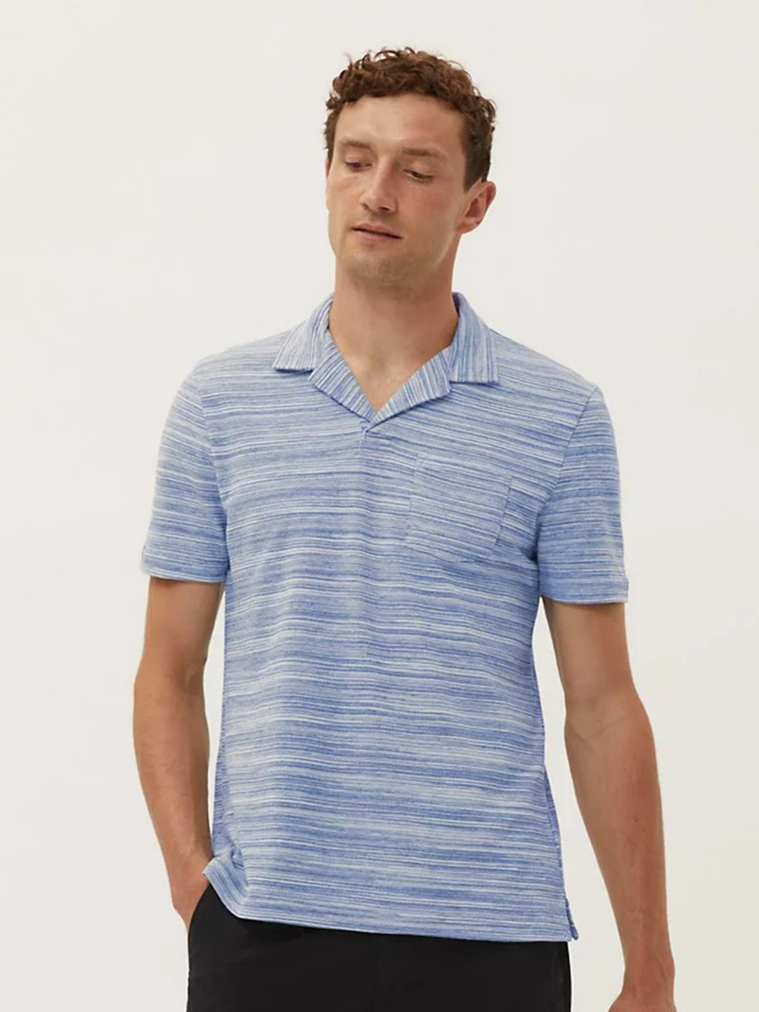 

Marks & Spencer Men Blue Polo Collar T-shirt