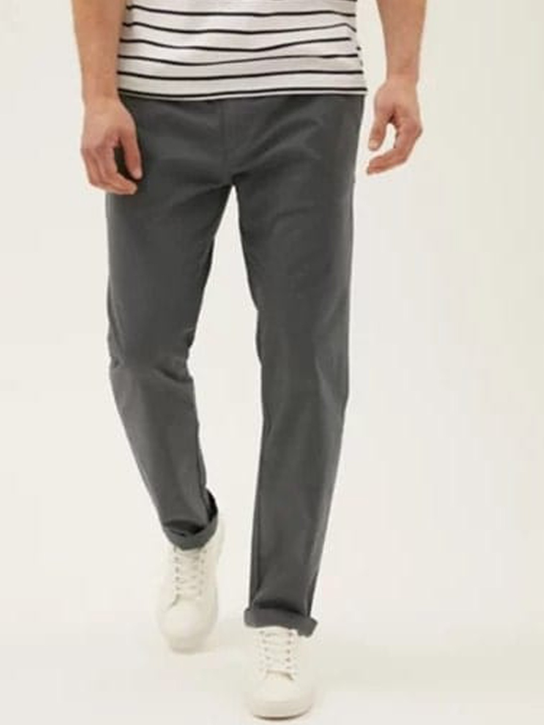 

Marks & Spencer Men Grey High-Rise Trousers