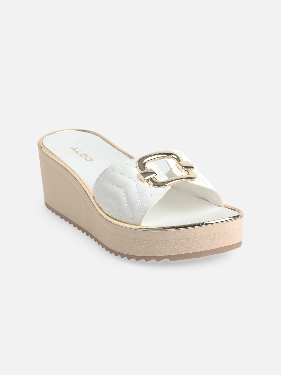 

ALDO White Embellished Platform Mules