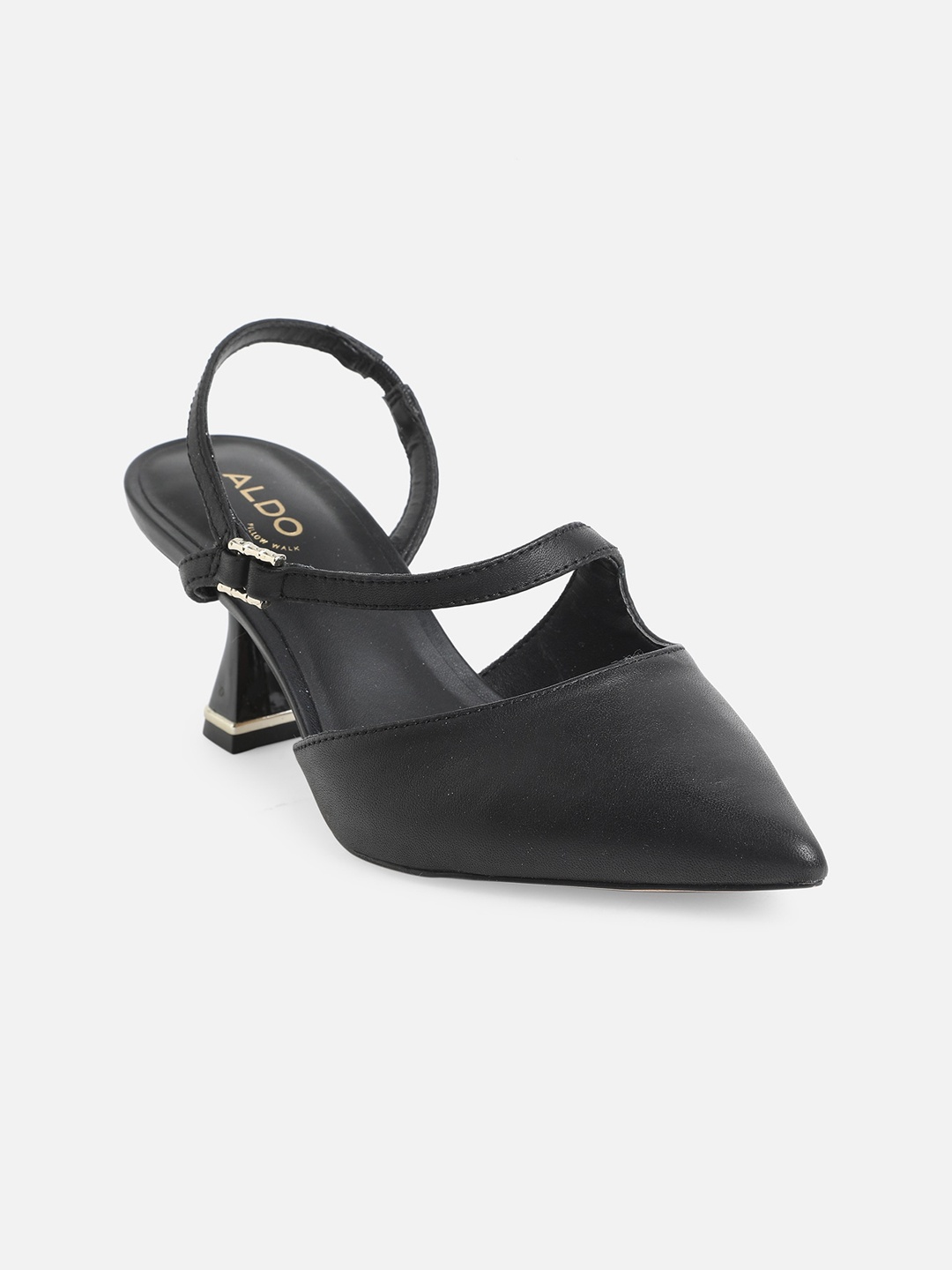 

ALDO Black Embellished Block Pumps with Buckles