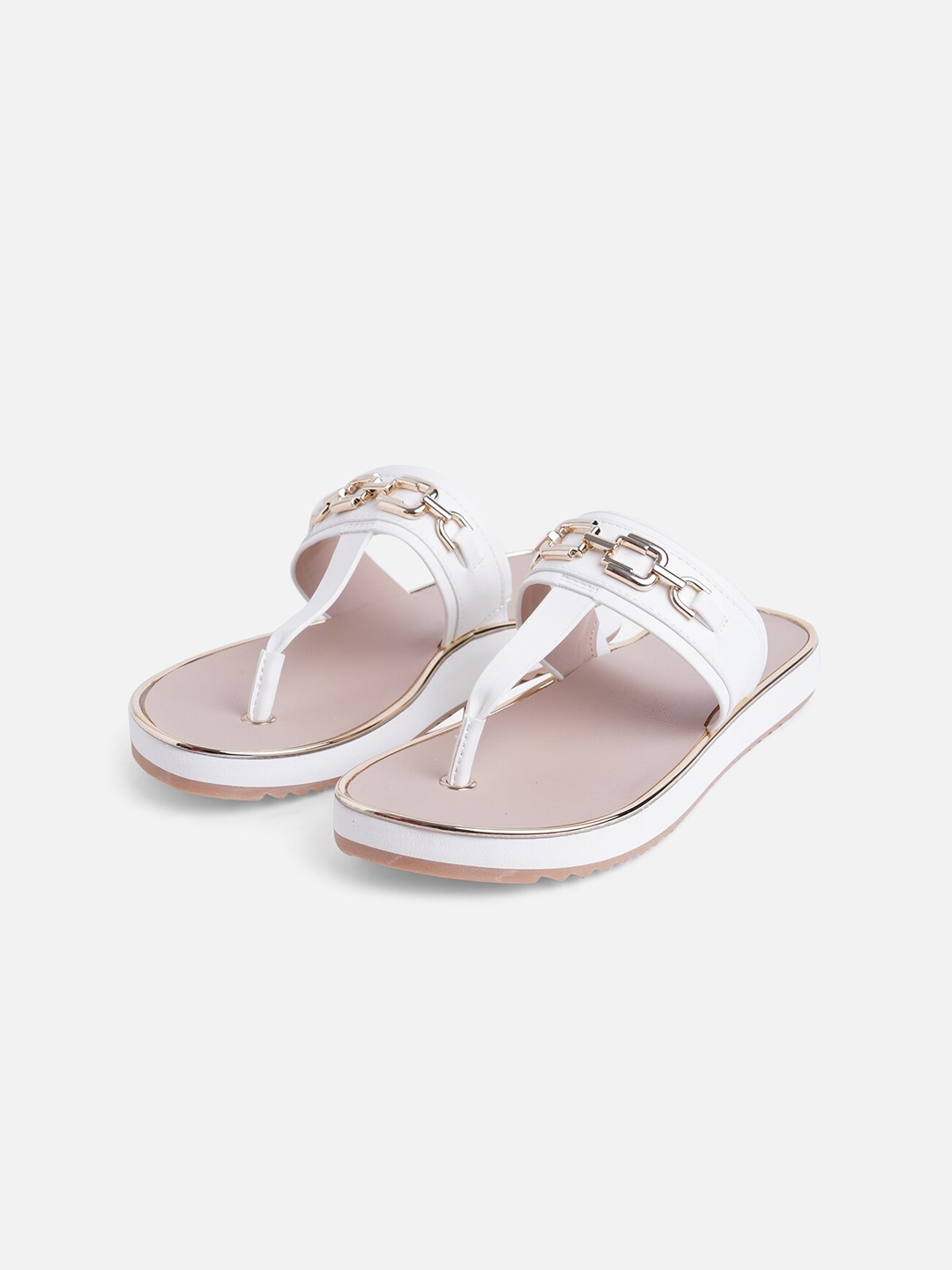 

ALDO Women White Embellished Flatform Sandals