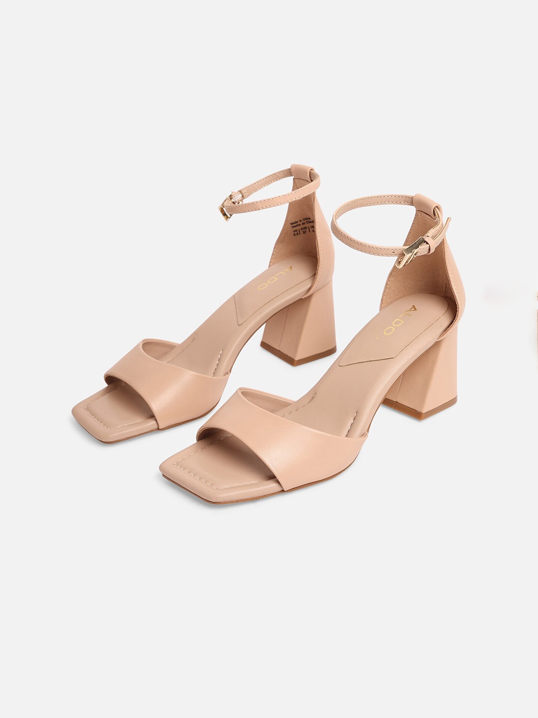 

ALDO Beige Block Heels with Buckles