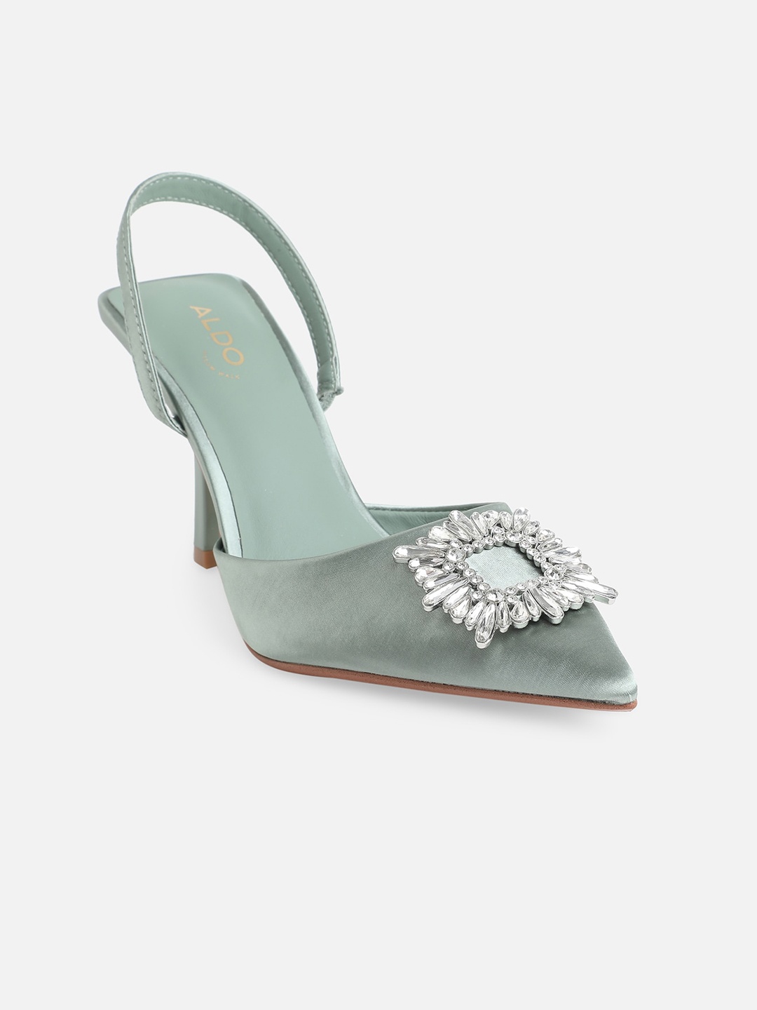 

ALDO Sea Green Embellished Stiletto Pumps