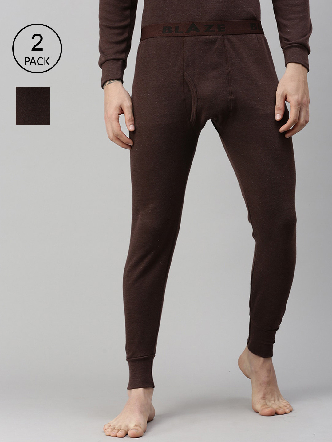 

Lux Cottswool Men Pack Of 2 Brown Solid Thermal Bottoms