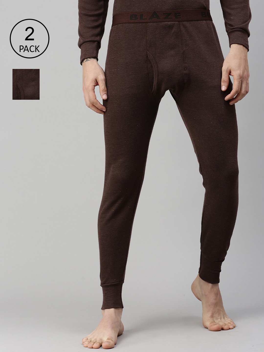 

Lux Cottswool Men Pack Of 2 Brown Solid Cotton Thermal Bottoms