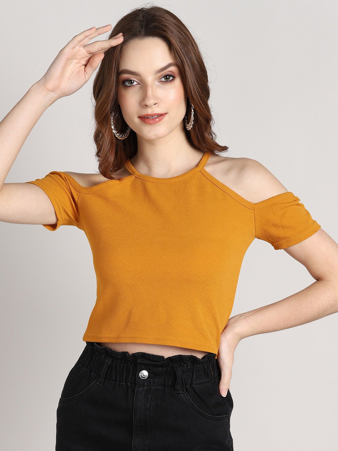

Gaurgeous White Crepe Crop Top