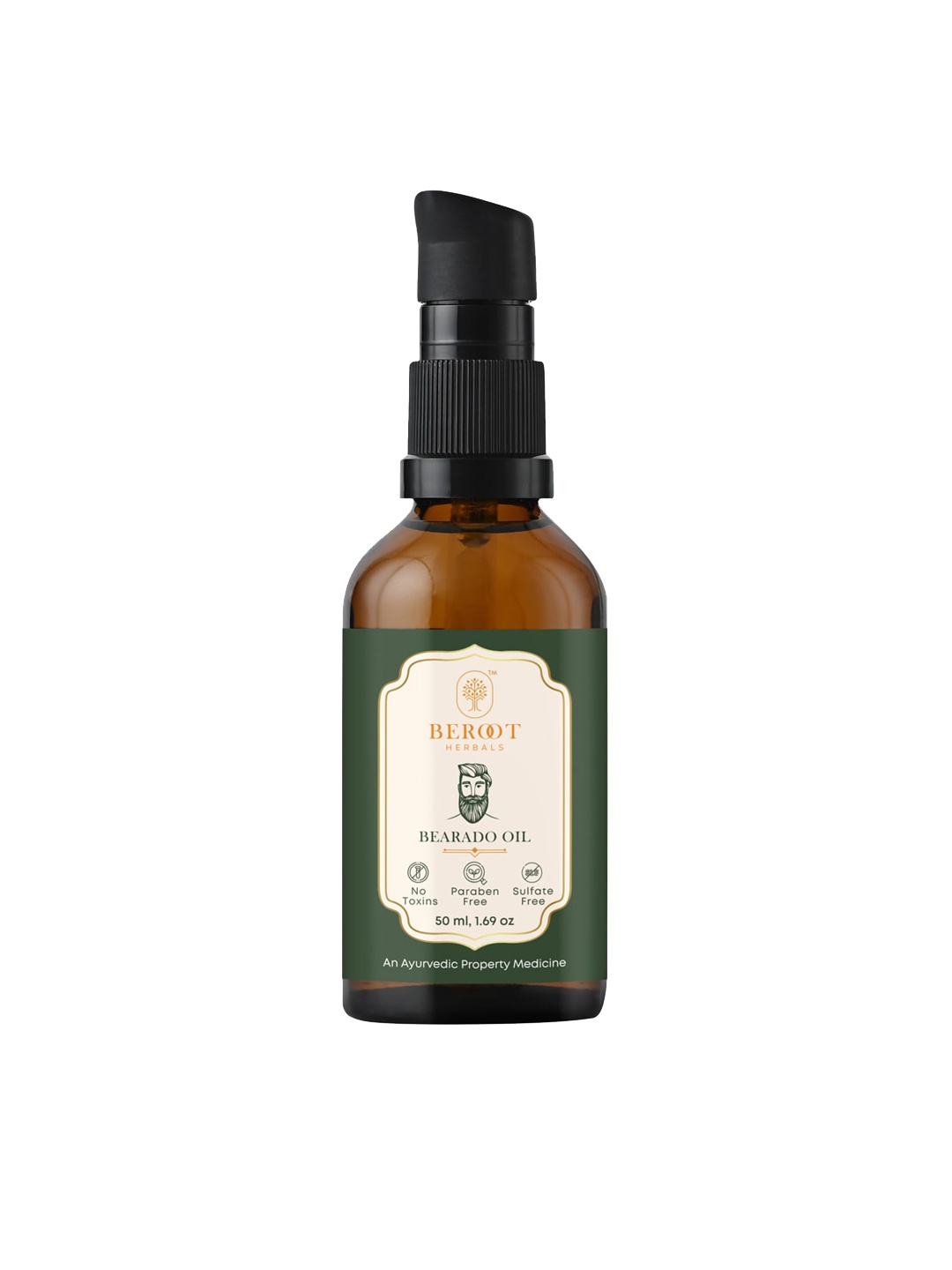 

BEROOT HERBALS Men Paraben & Sulphate Free Beardo Oil - 50 ml, Brown