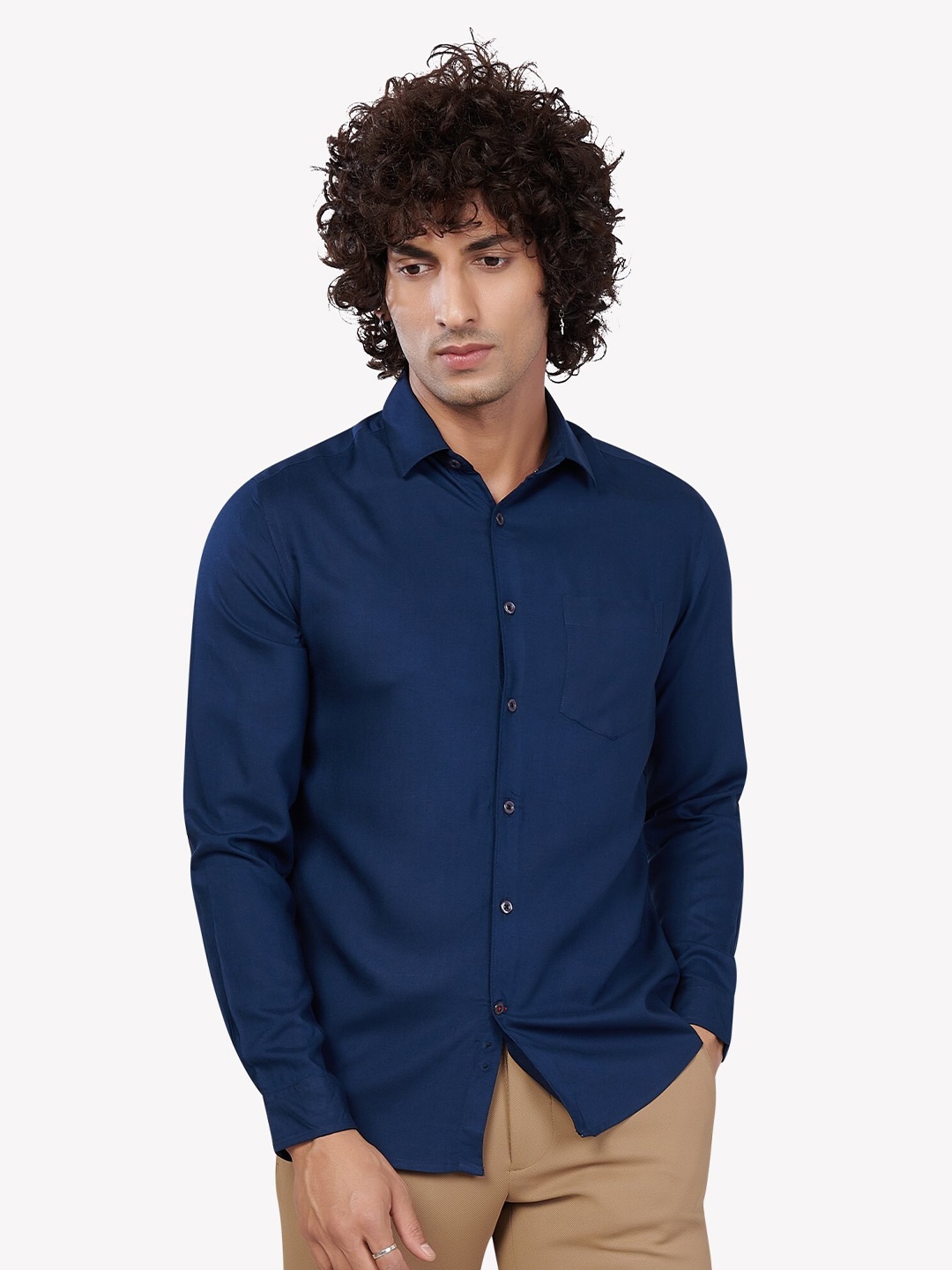 

VASTRADO Men Navy Blue Solid Casual Shirt