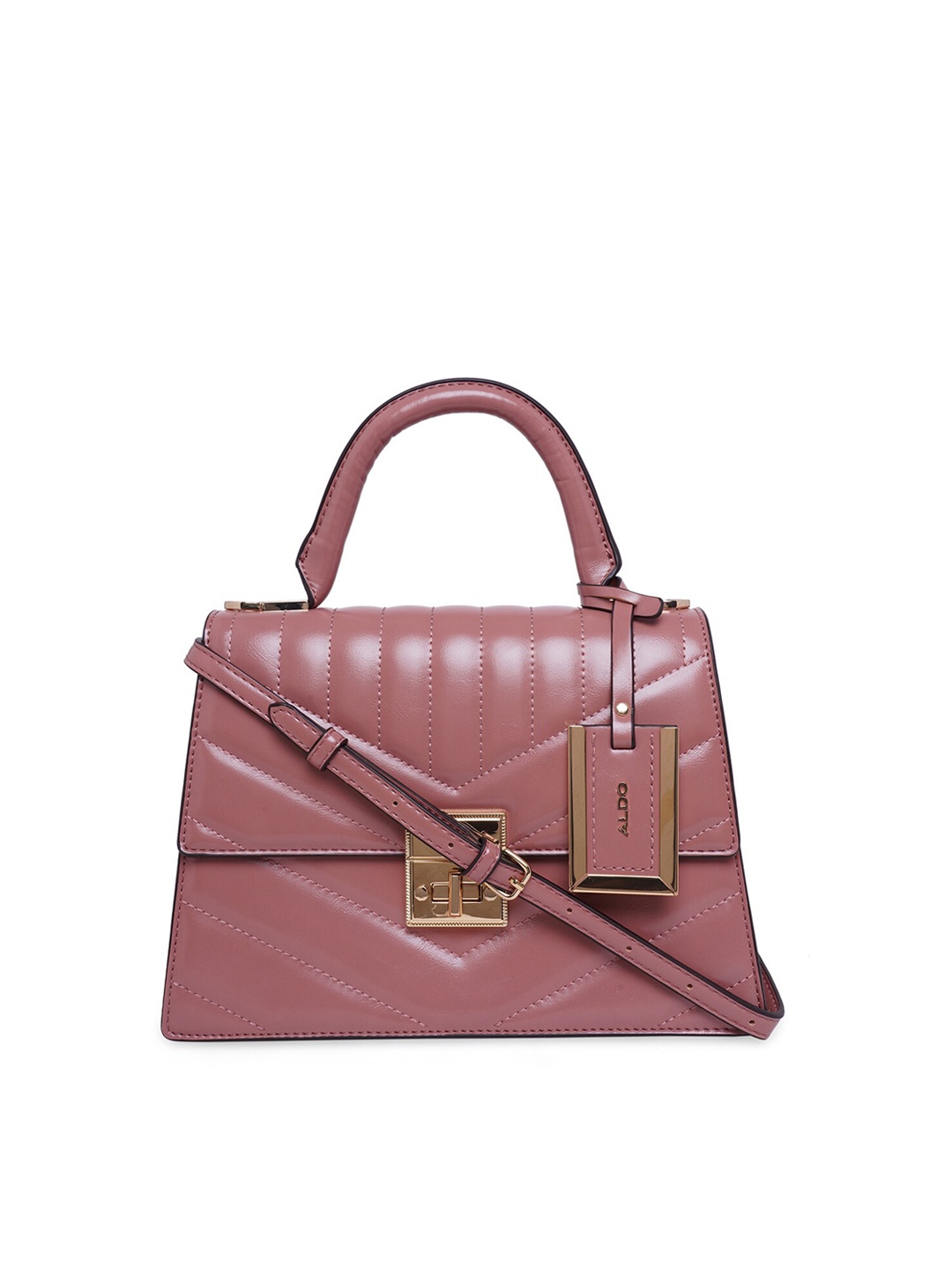 

ALDO Pink PU Structured Satchel with Quilted