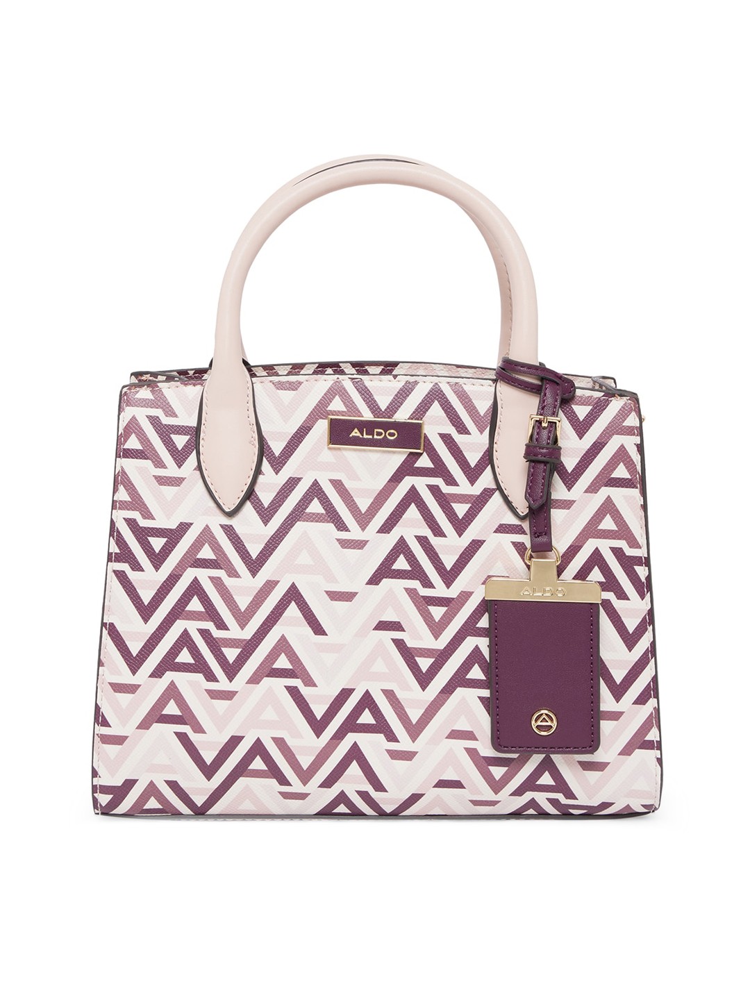 

ALDO Beige Geometric Printed PU Structured Tote Bag