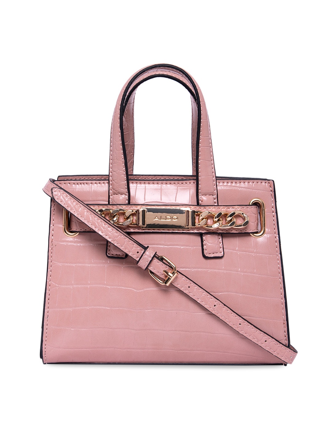 

ALDO Women Pink PU Structured Handheld Bag with Quilted