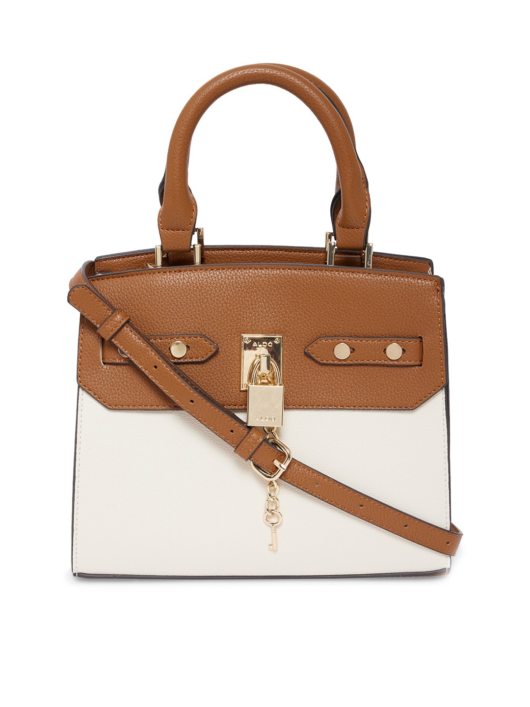 

ALDO Off White Solid PU Structured Handheld Bag