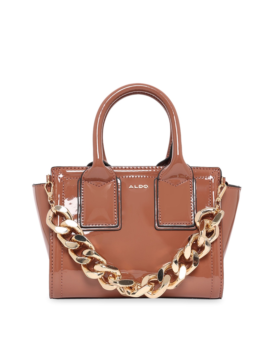 

ALDO Beige PU Structured Handheld Bag