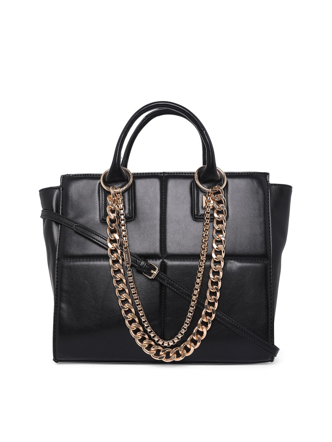 

ALDO Black PU Structured Tote Bag