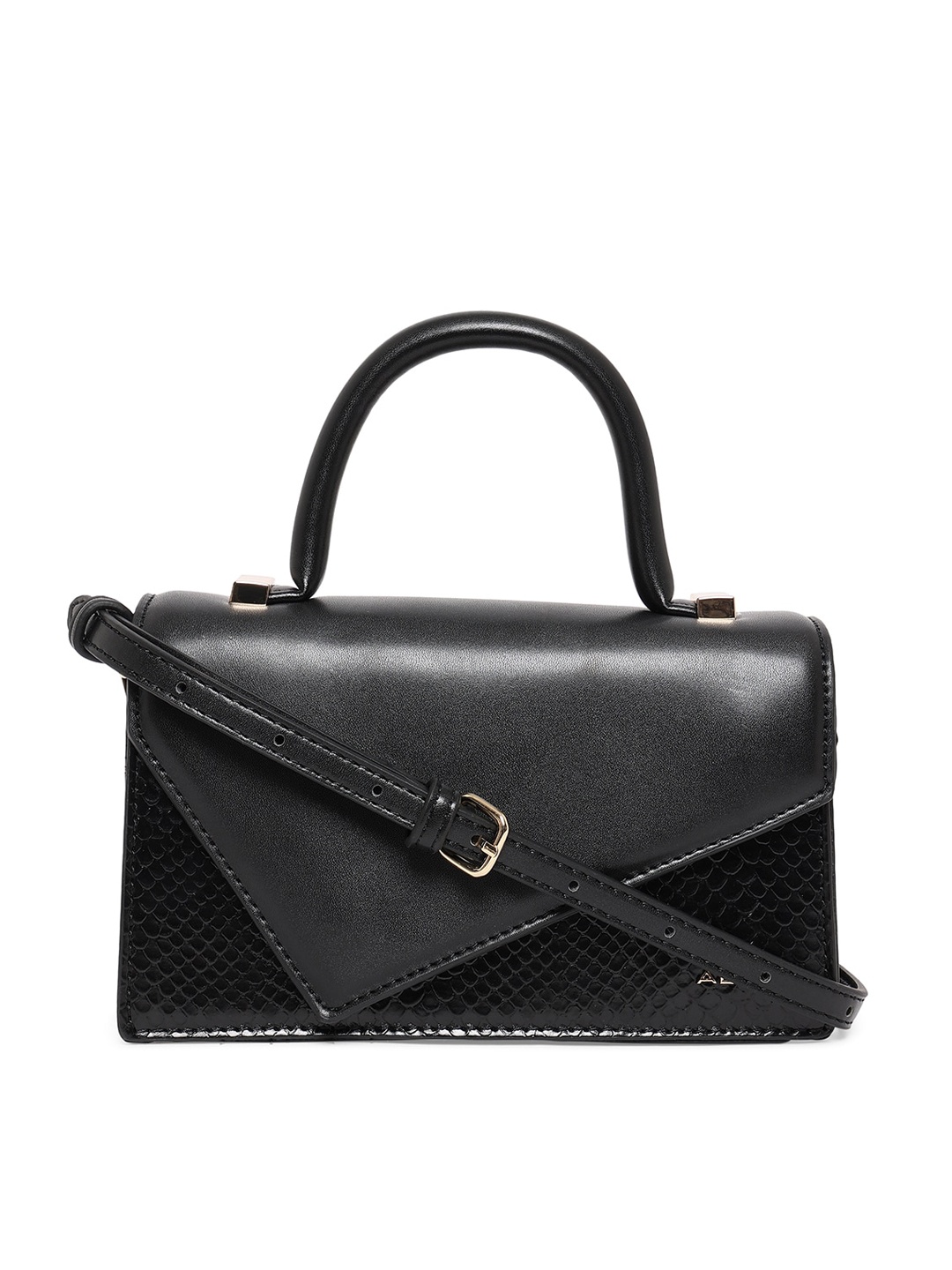 

ALDO Black Textured PU Structured Handheld Bag