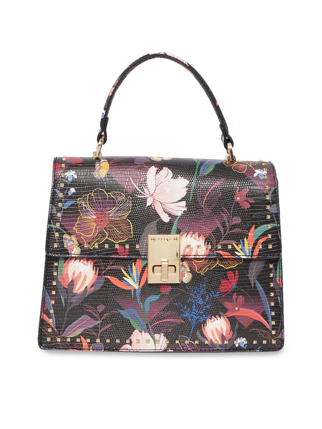 

ALDO Black Floral Printed PU Structured Satchel