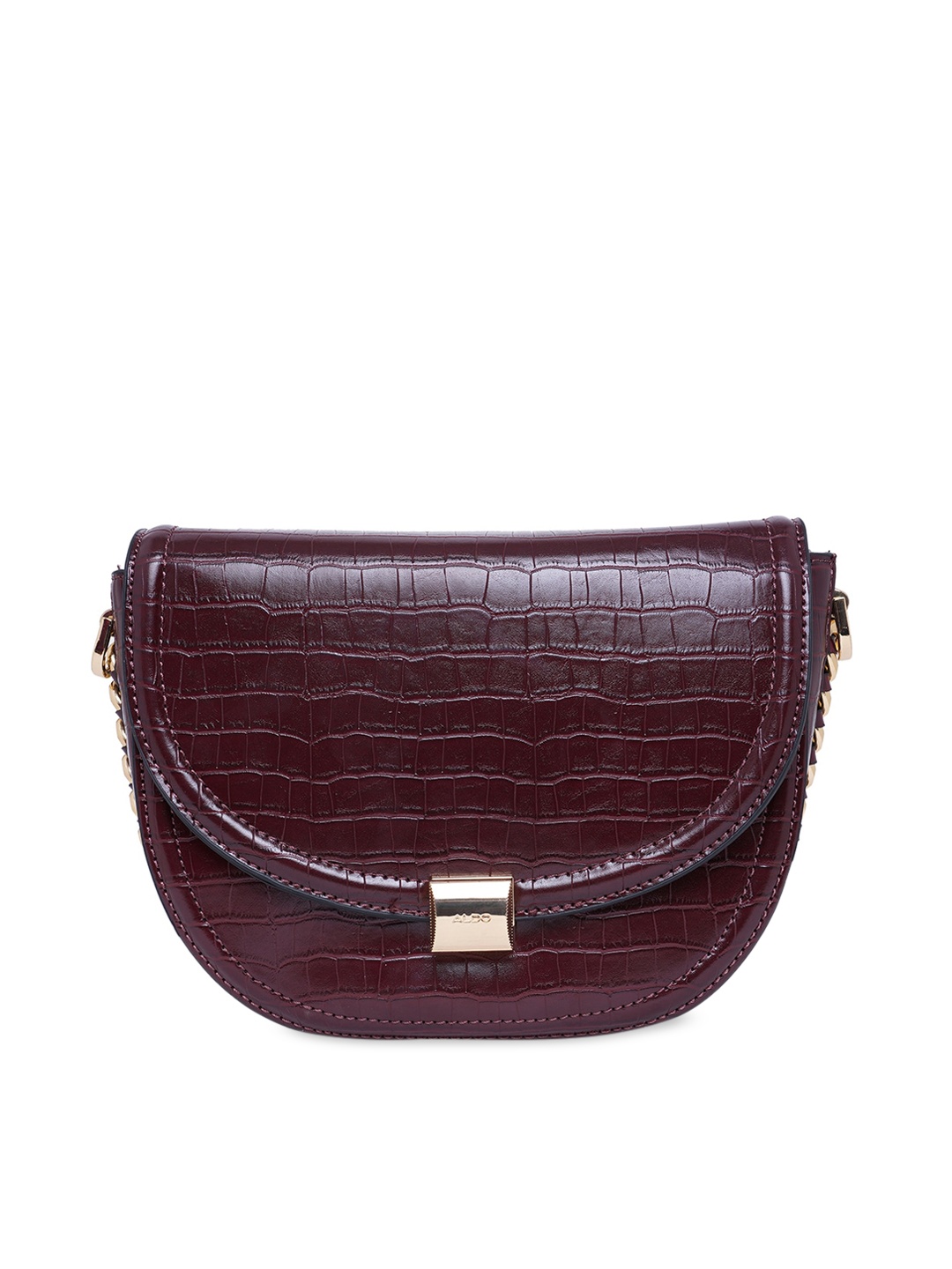 

ALDO Brown Textured PU Half Moon Sling Bag