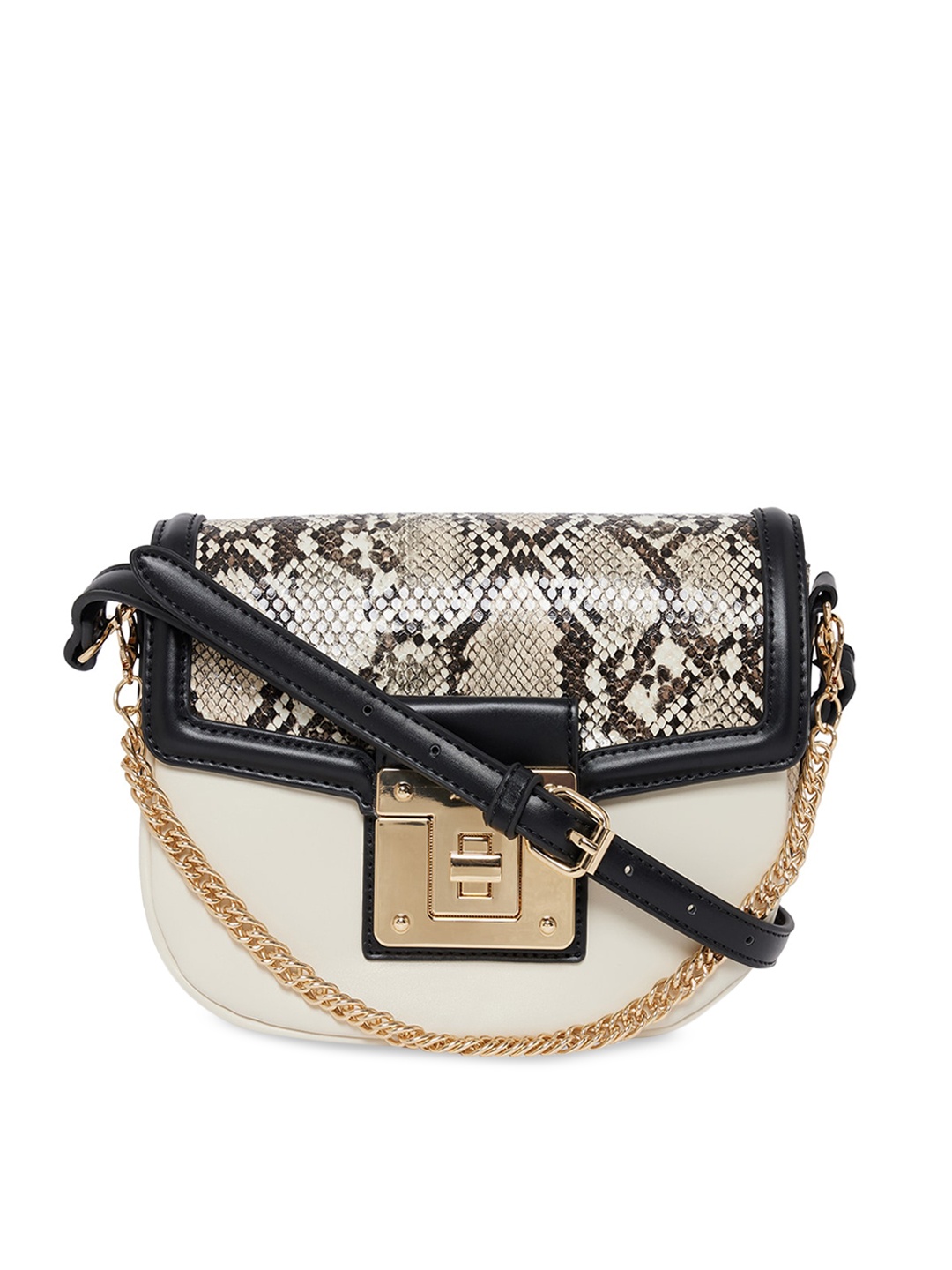 

ALDO Multicoloured Animal Textured PU Structured Sling Bag with Quilted, Multi