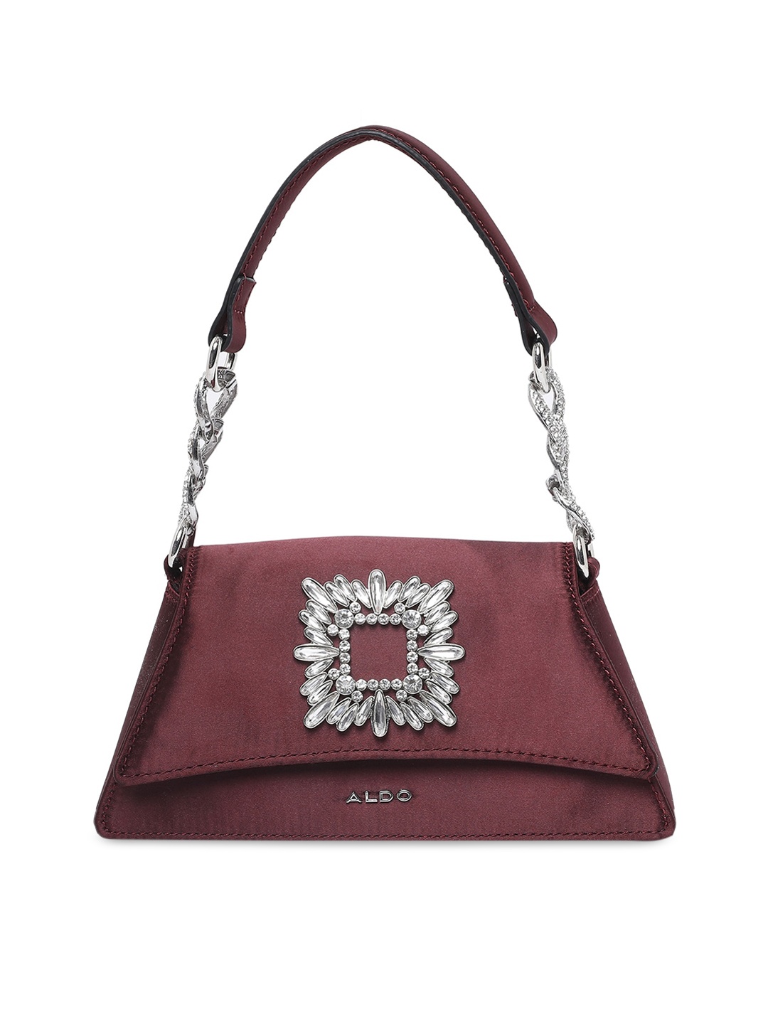 

ALDO Purple Embellished Structured Handheld Bag