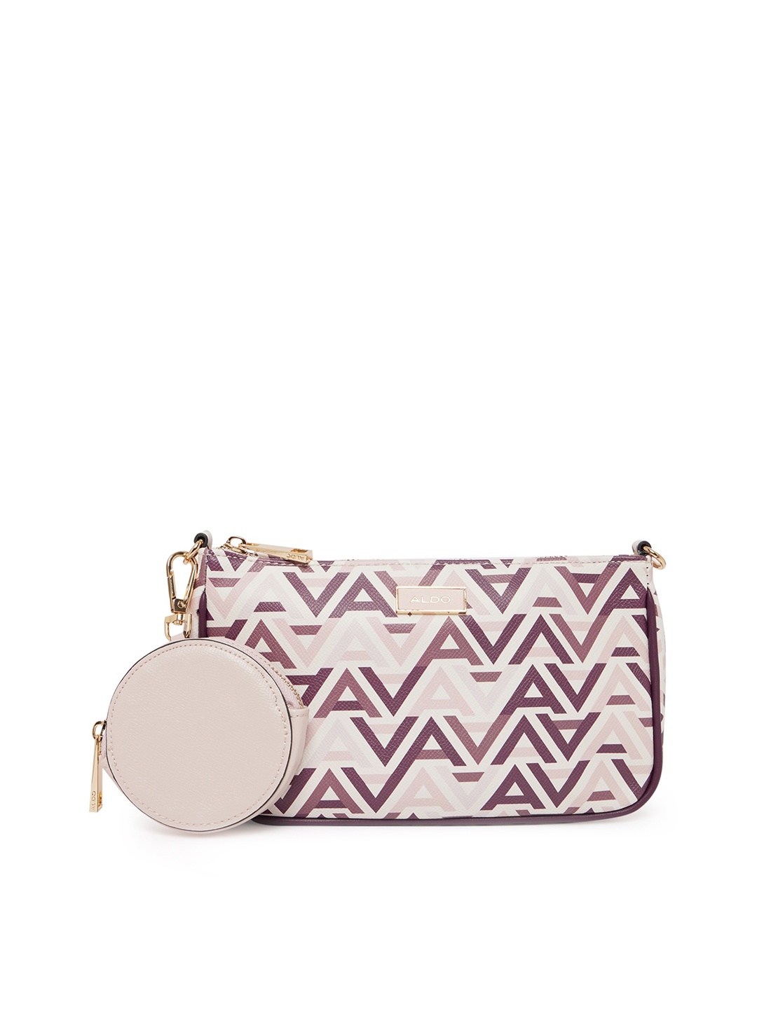 

ALDO Beige Geometric Printed PU Structured Sling Bag