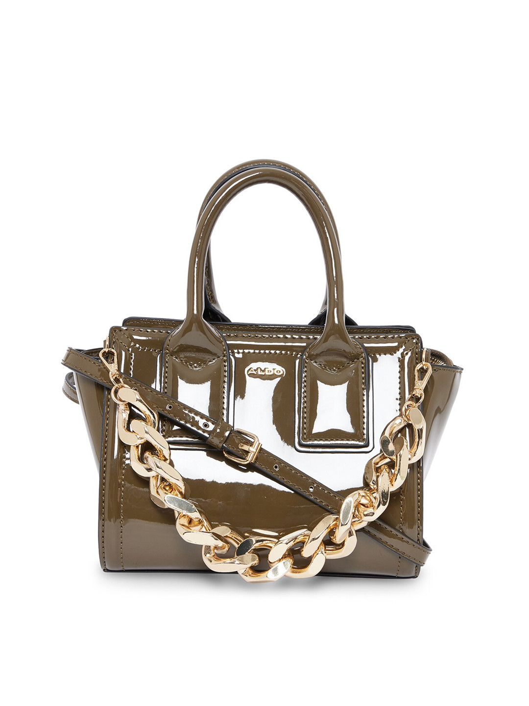

ALDO Khaki PU Structured Handheld Bag