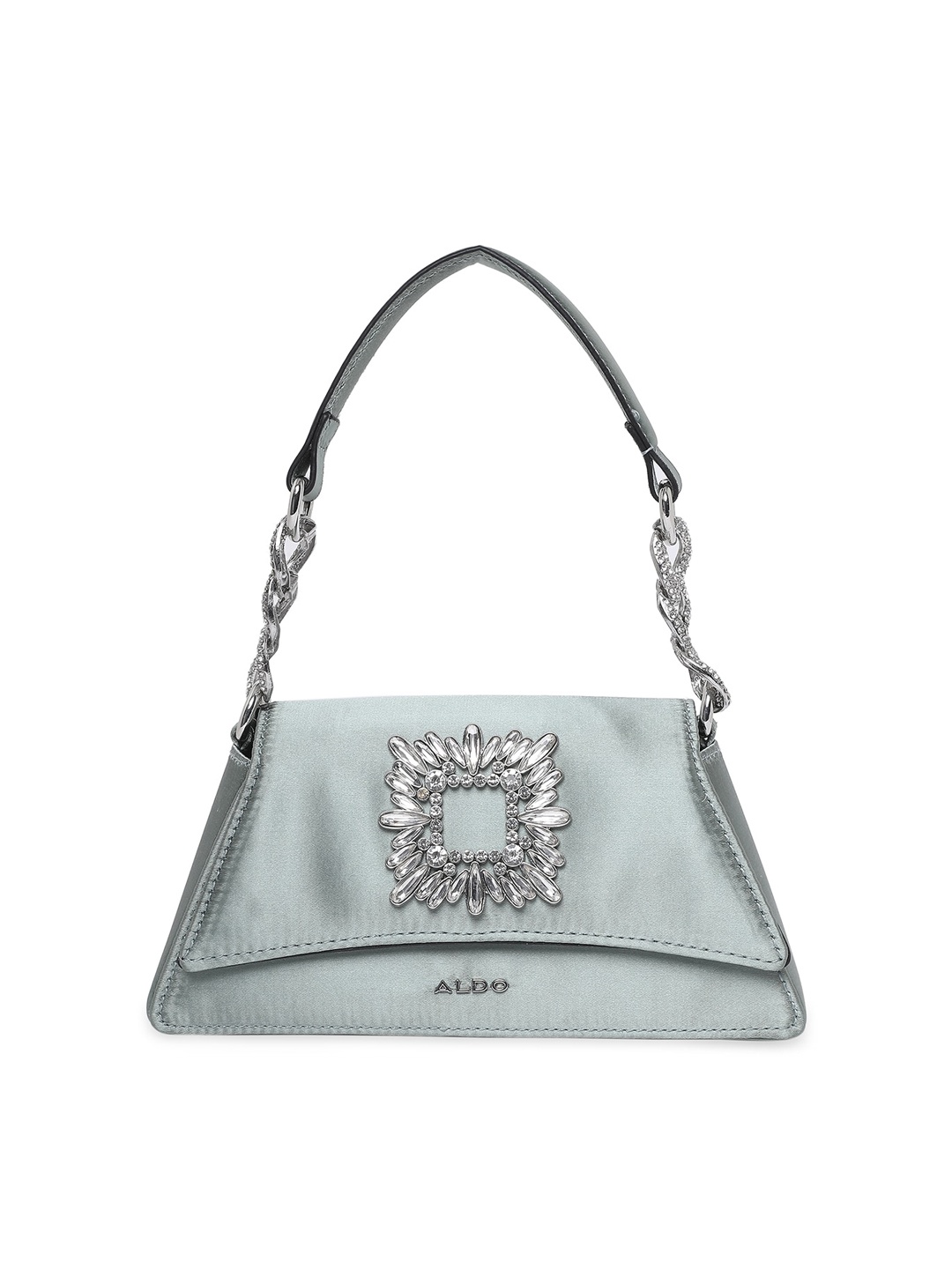 

ALDO Sea Green Embellished Structured Shoulder Bag