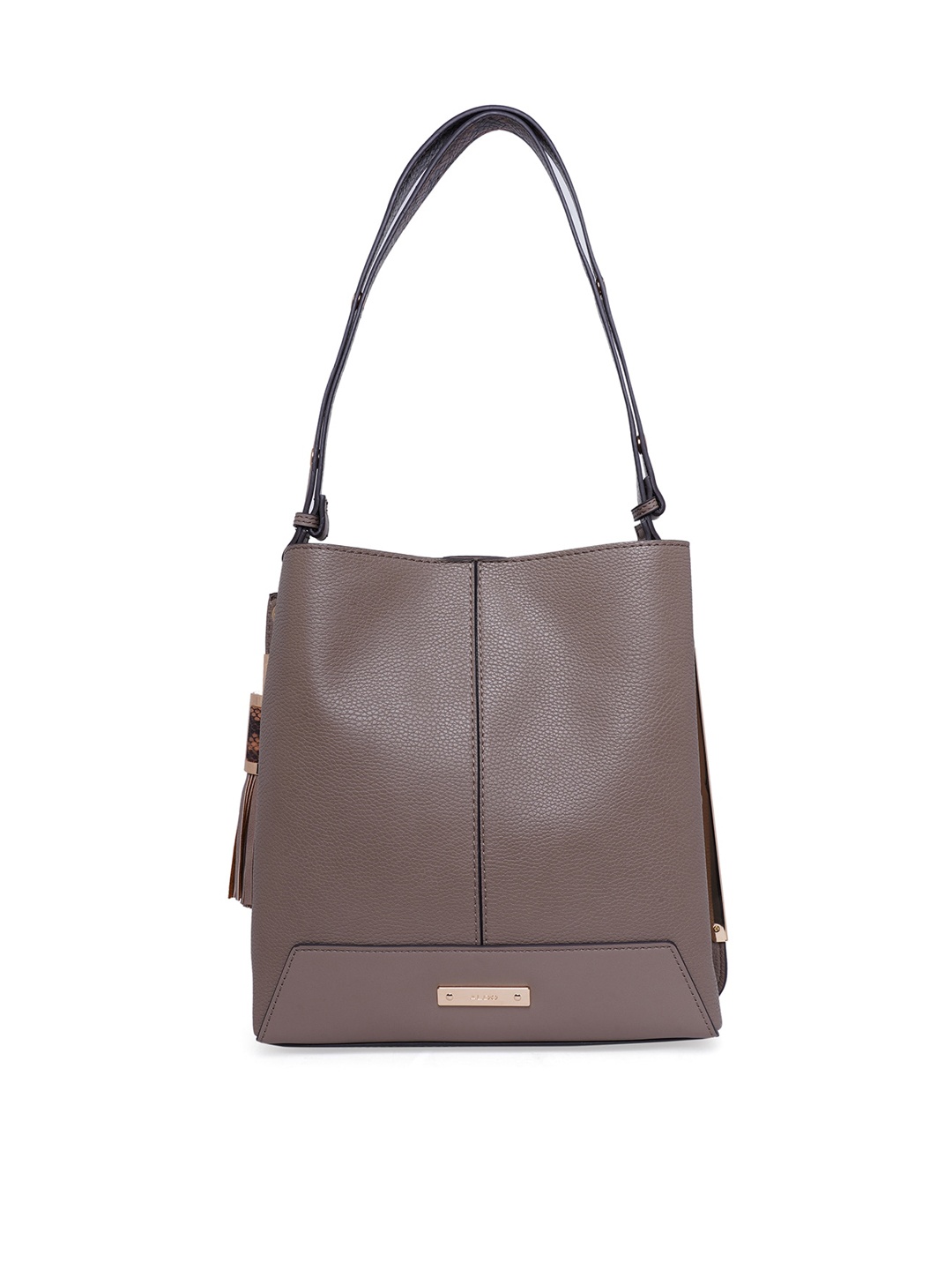 

ALDO Women Brown PU Structured Shoulder Bag with Tasselled