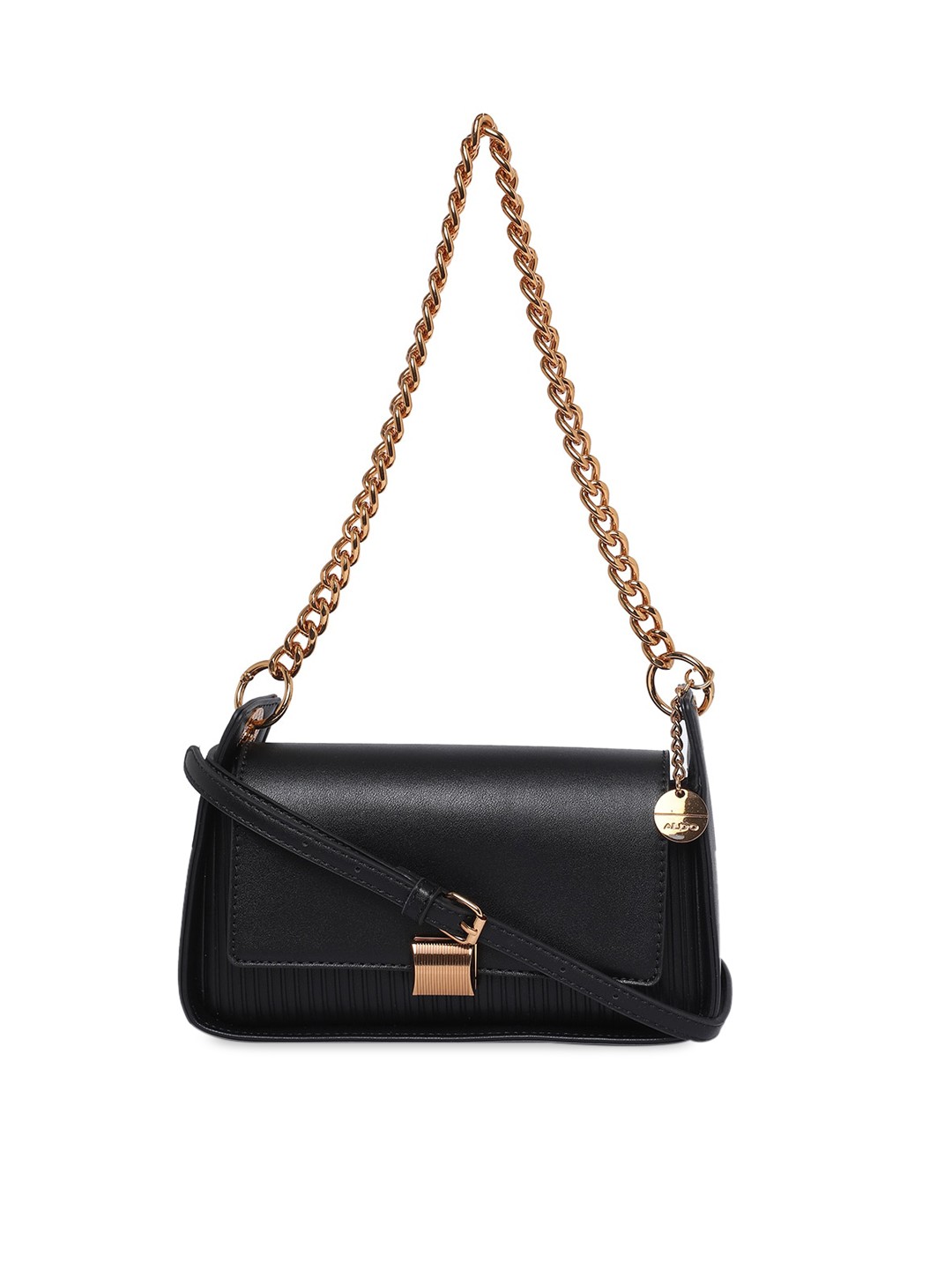 

ALDO Black Textured PU Structured Sling Bag