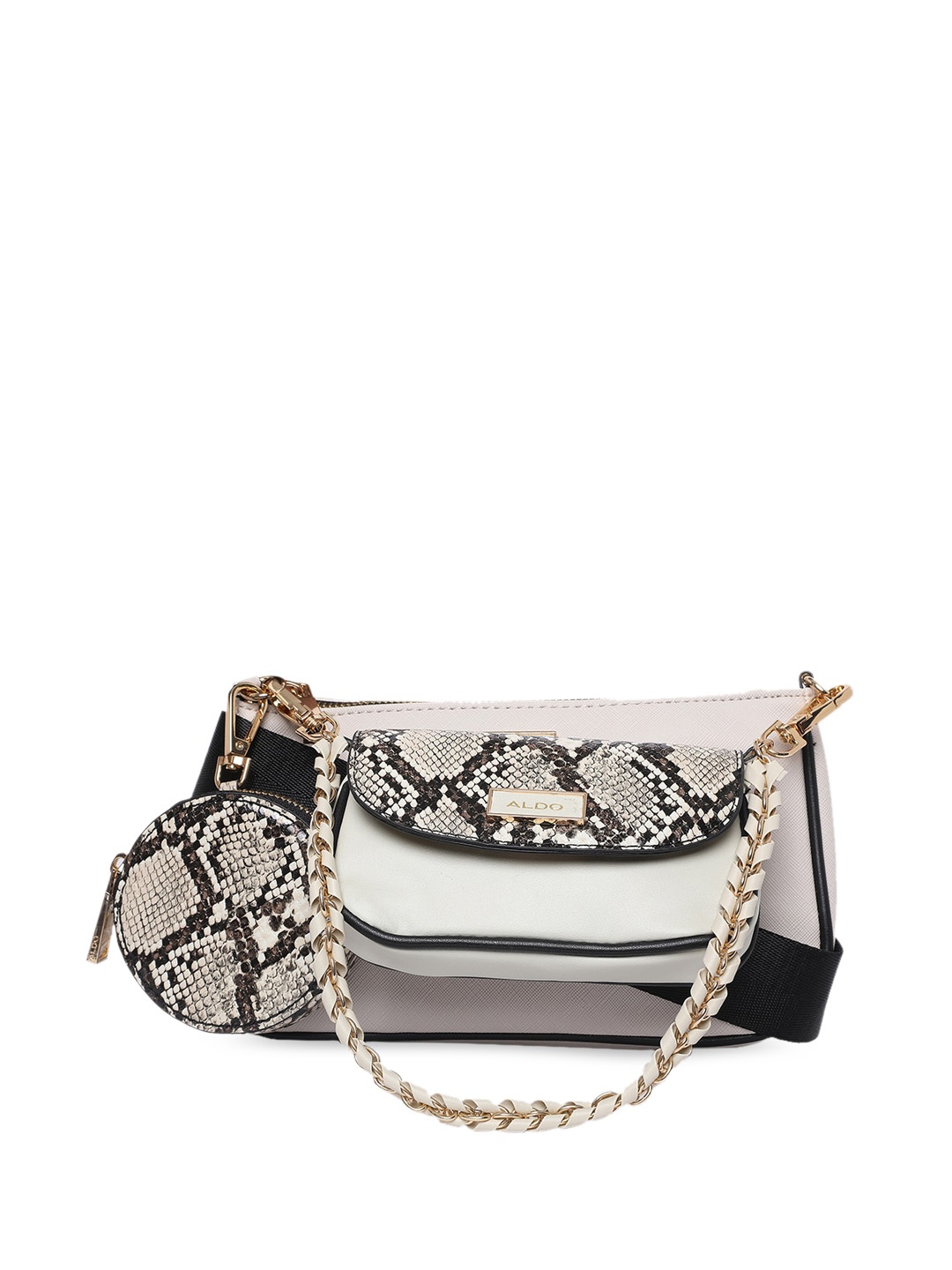 

ALDO White Animal Textured PU Shopper Sling Bag