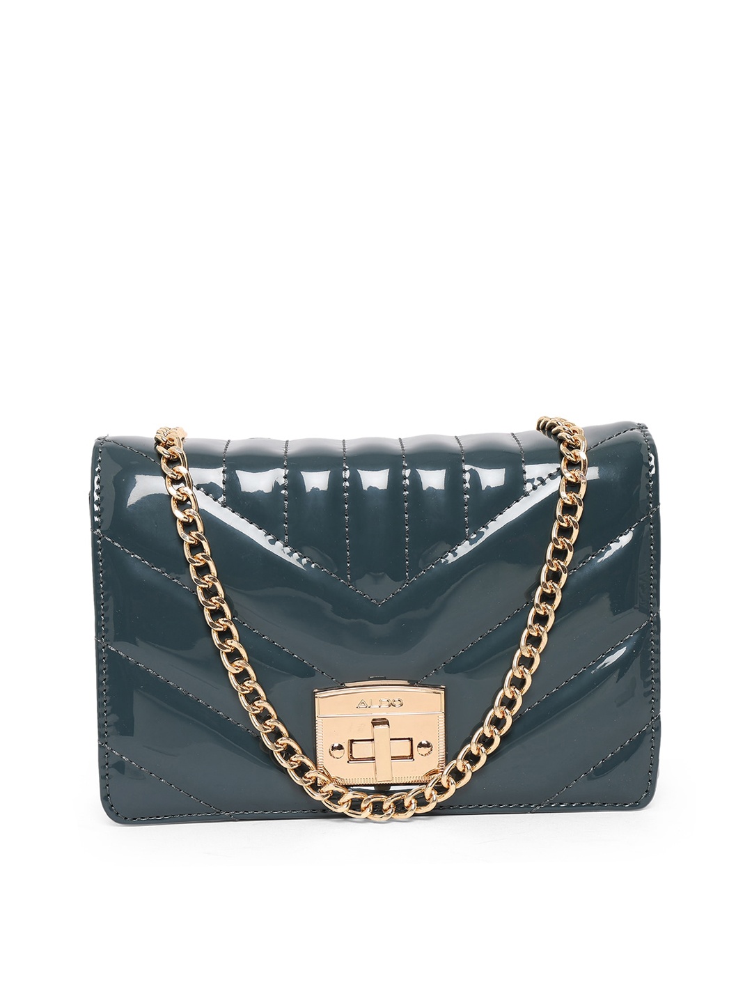 

ALDO Teal Textured PU Structured Sling Bag