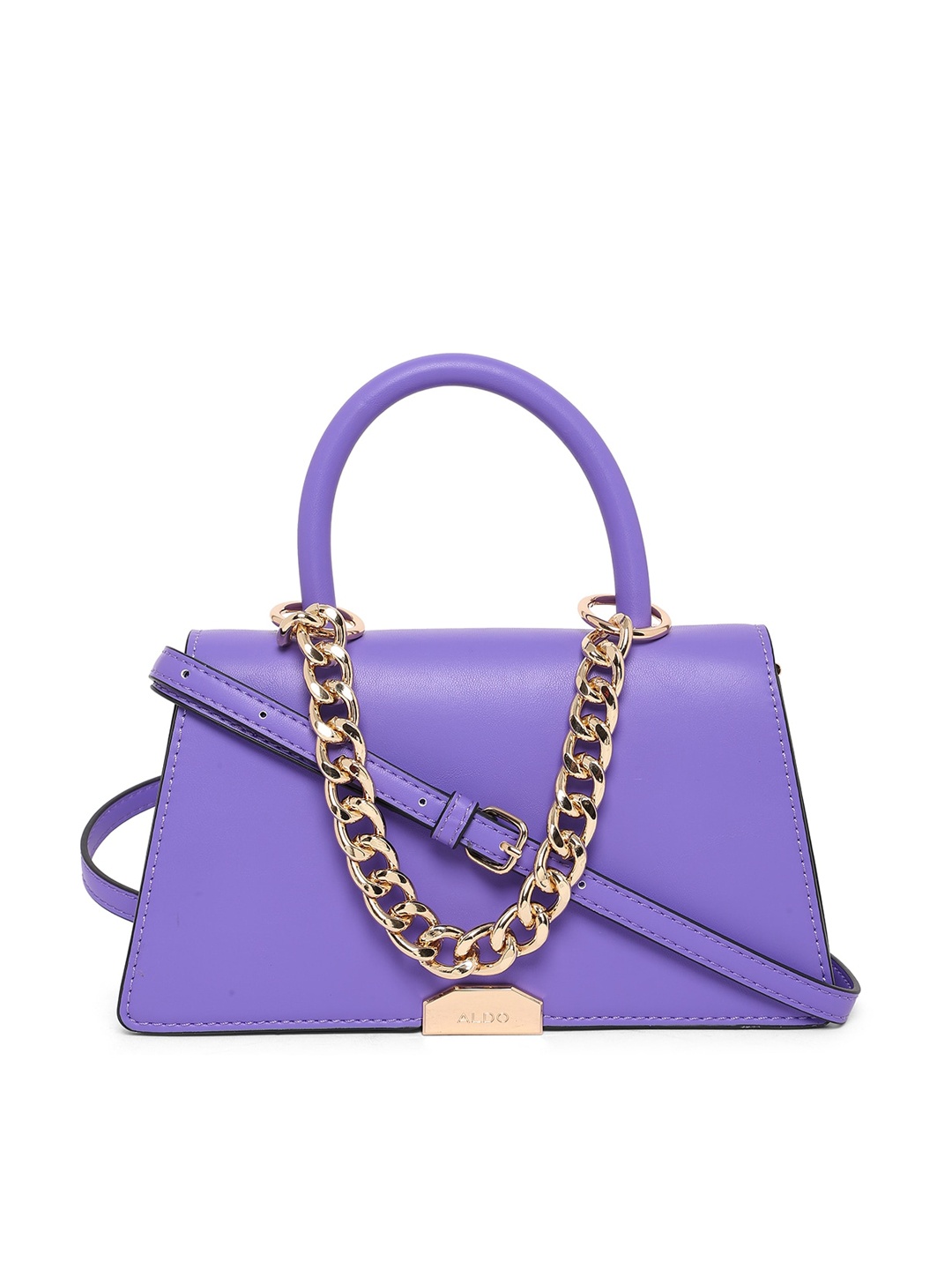 

ALDO Purple Solid Structured Handheld Bag