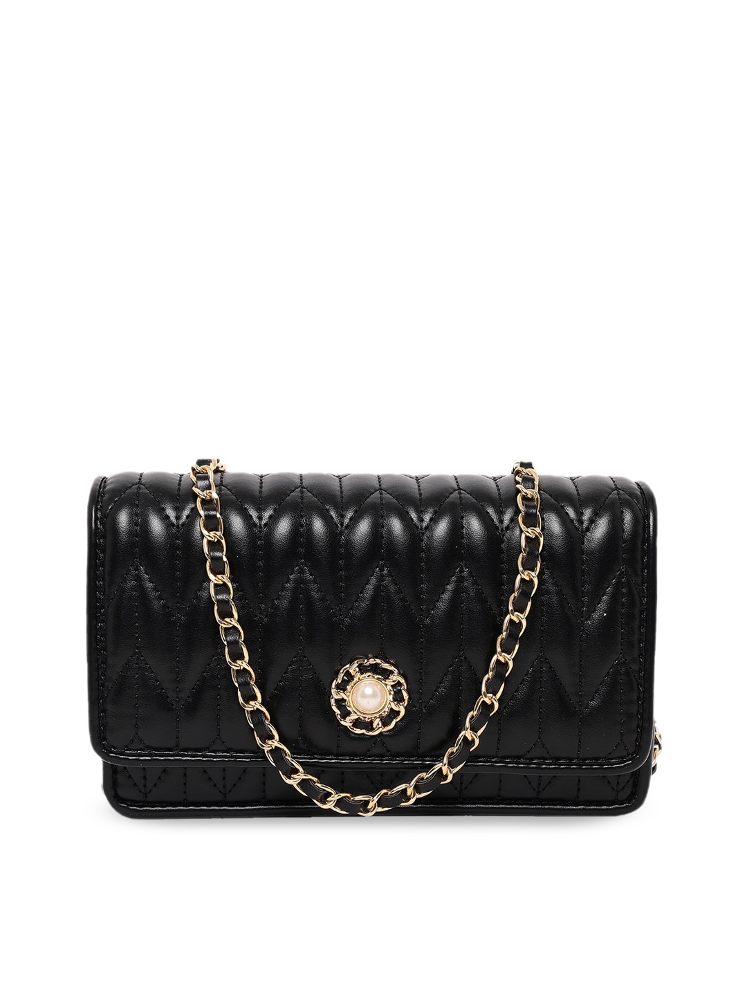 

ALDO Black Textured Structured Handheld Bag